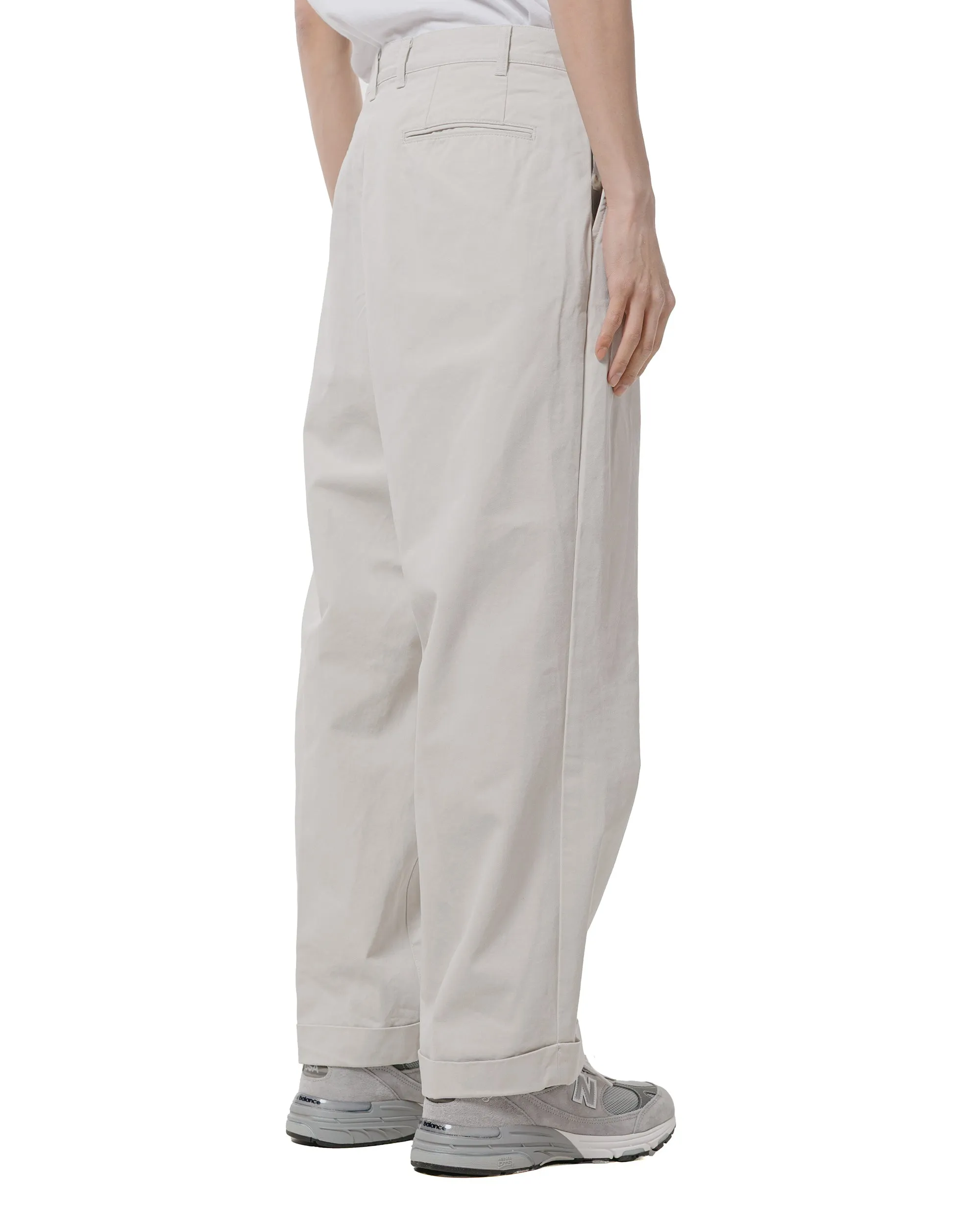 Beams Plus 2Pleats Trousers Twill Bio Washed Cement Throat Support Comfort - Lifestylewear