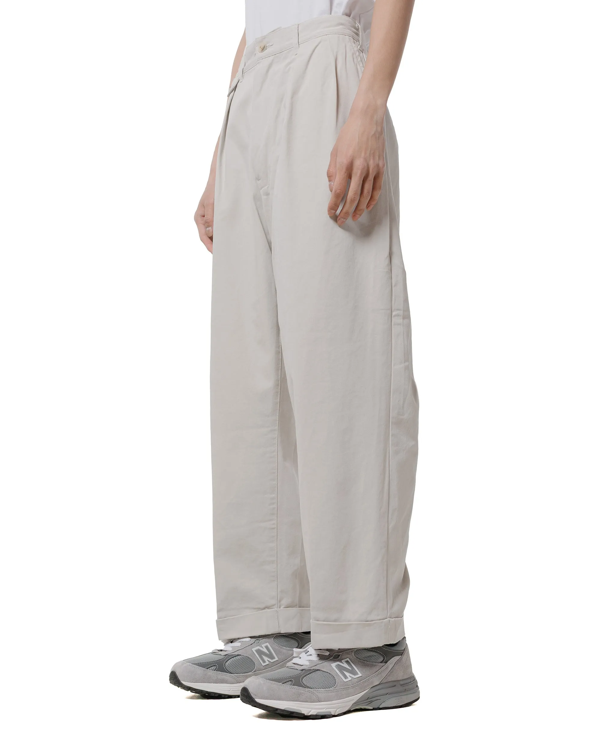 Beams Plus 2Pleats Trousers Twill Bio Washed Cement Tube Dress