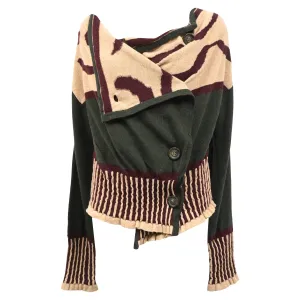 Vivienne Westwood Anglomania Cardigan Concordia Intarsia en laine vert armée