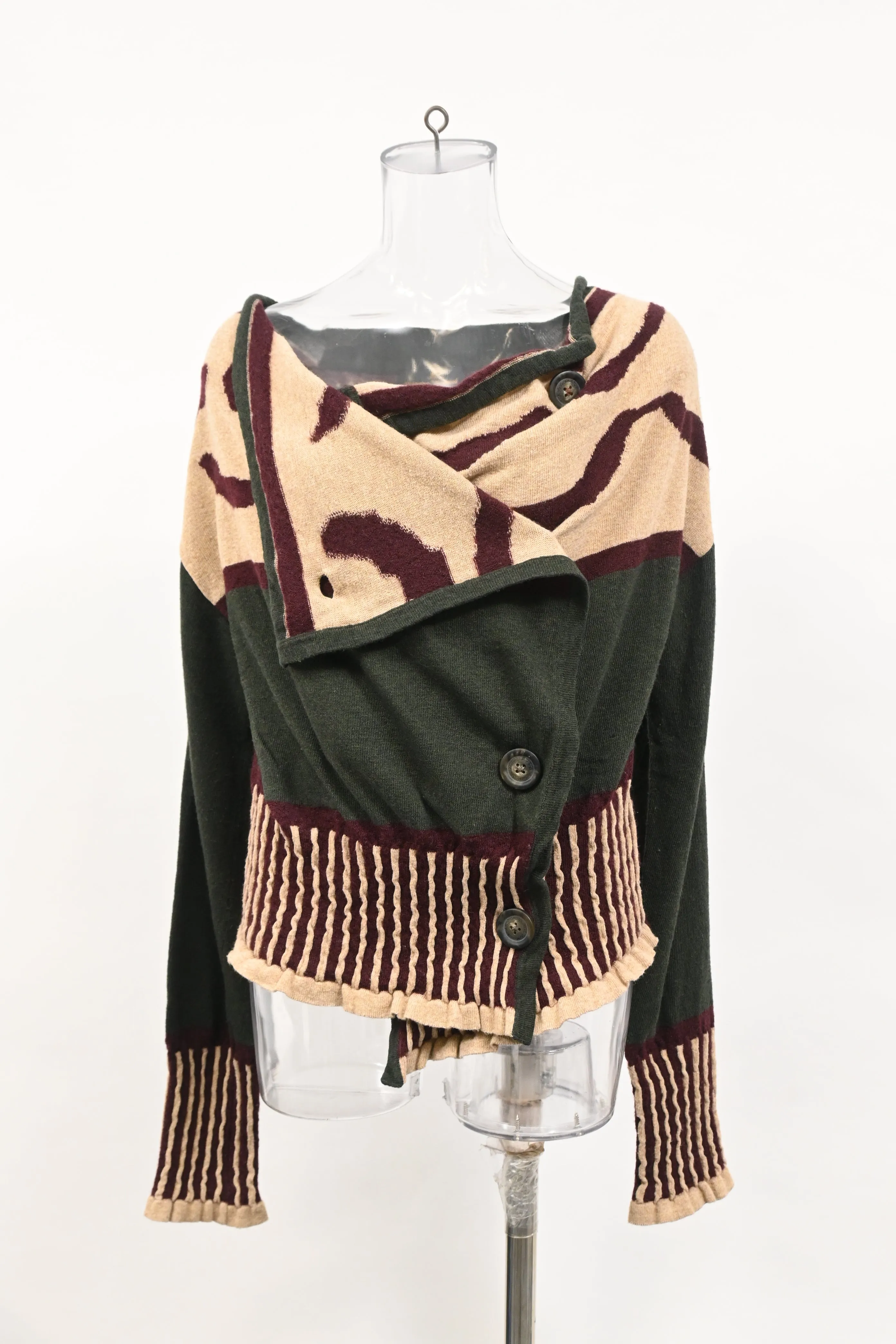 Vivienne Westwood Anglomania Cardigan Concordia Intarsia en laine vert armée
