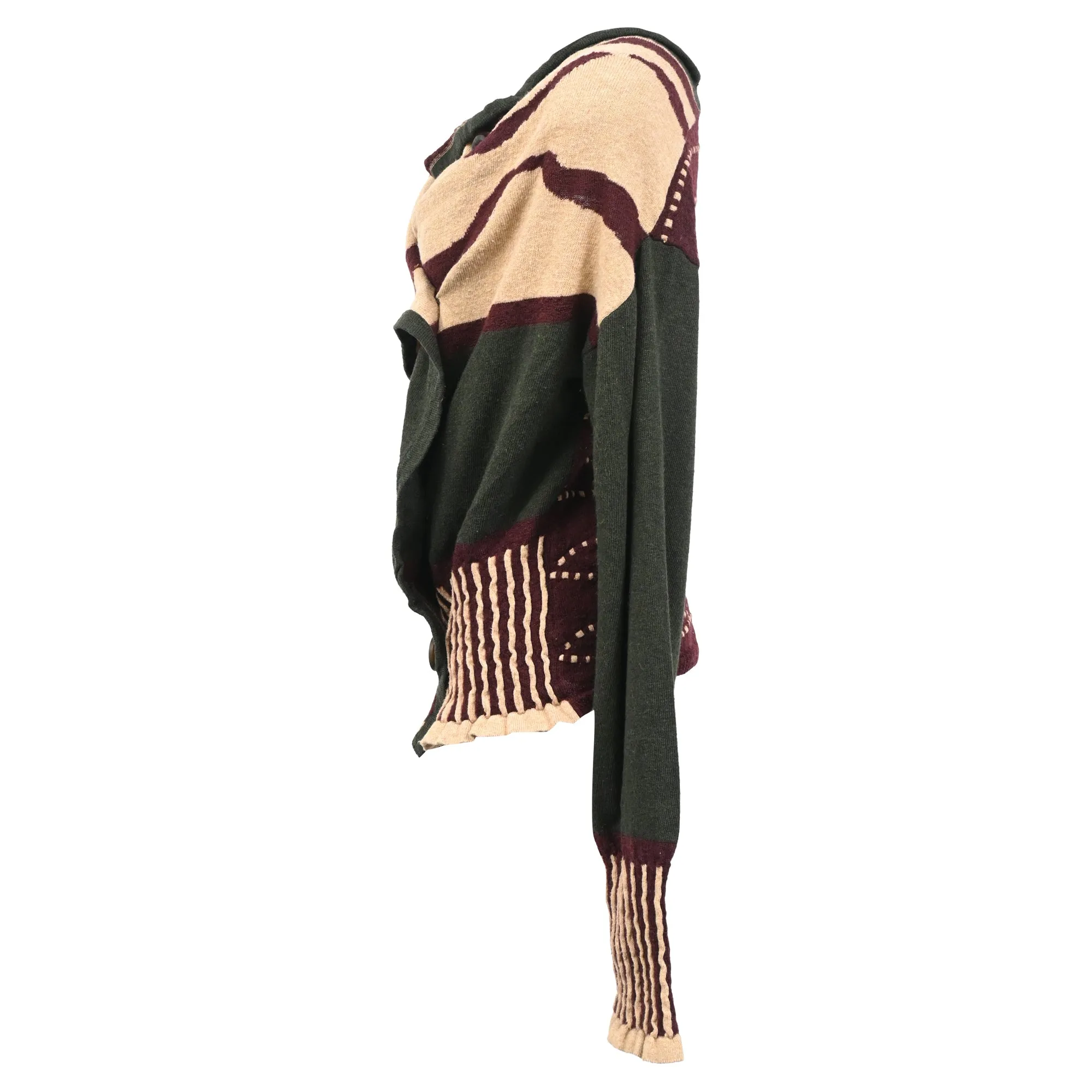 Vivienne Westwood Anglomania Cardigan Concordia Intarsia en laine vert armée