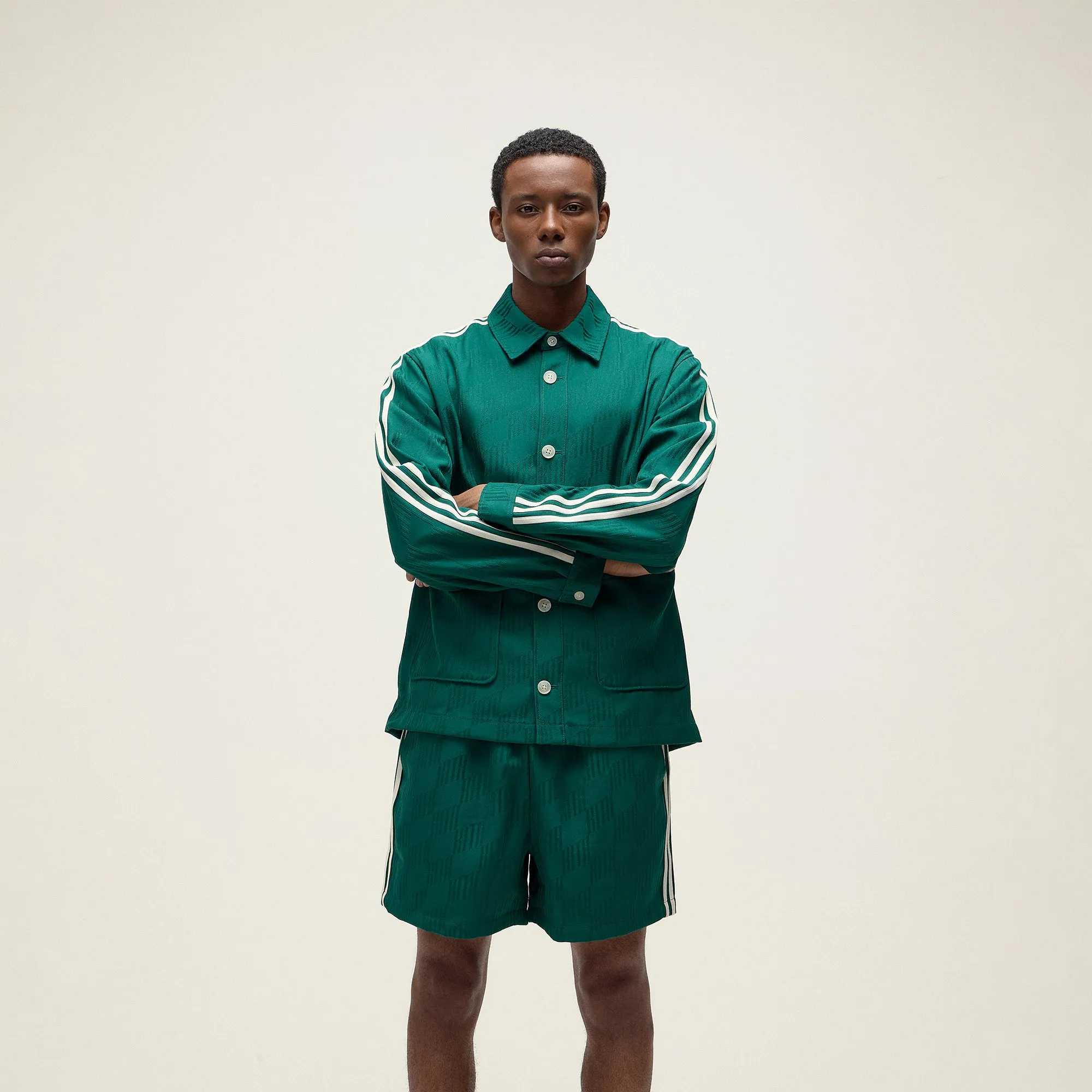 Kith For Adidas Football Jacquard Overshirt - Green Unhemmed Edges Less Contemporary