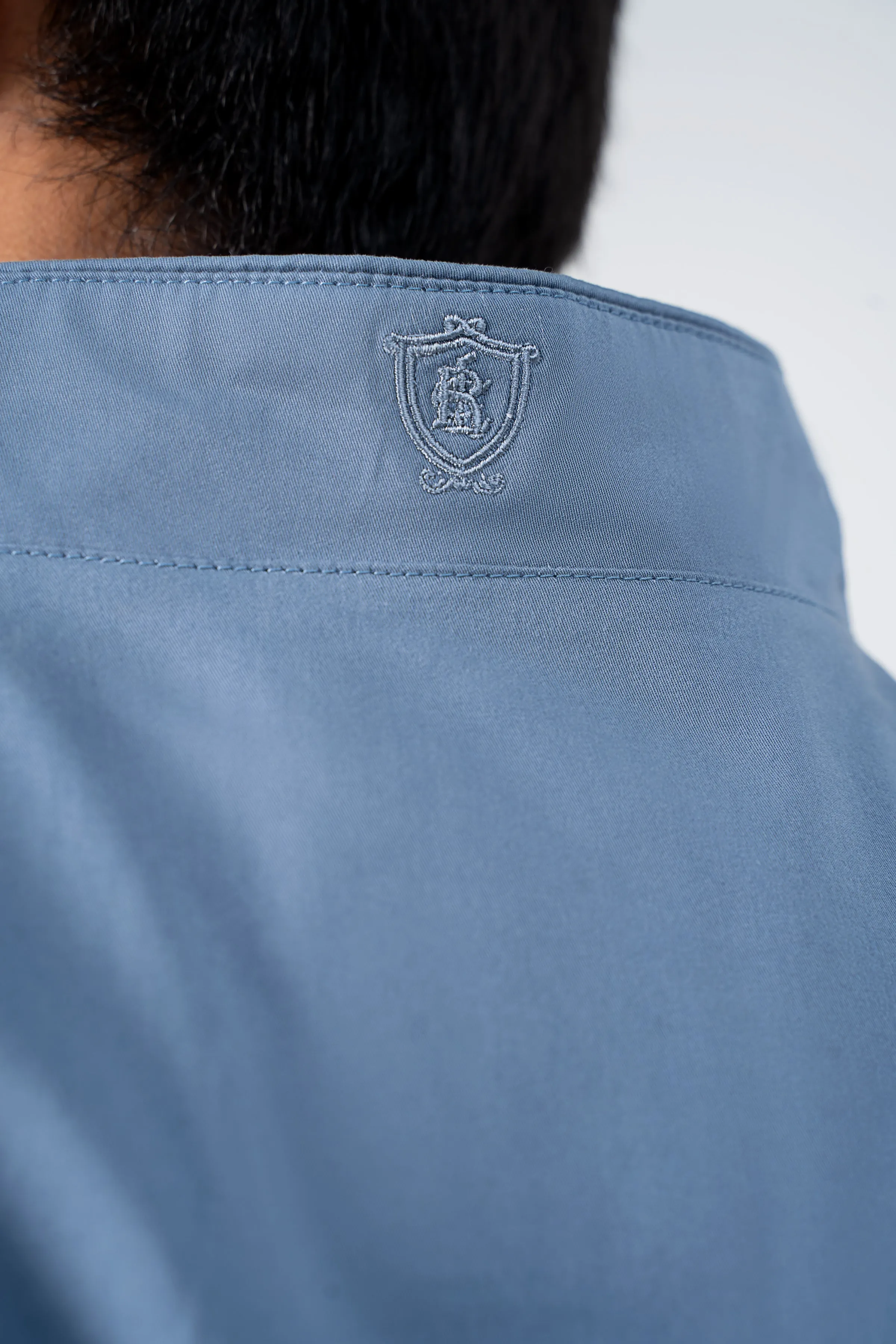Polished Surface Comfort Fit Fine Tuning Wadded Cotton Jacket Greyish Blue