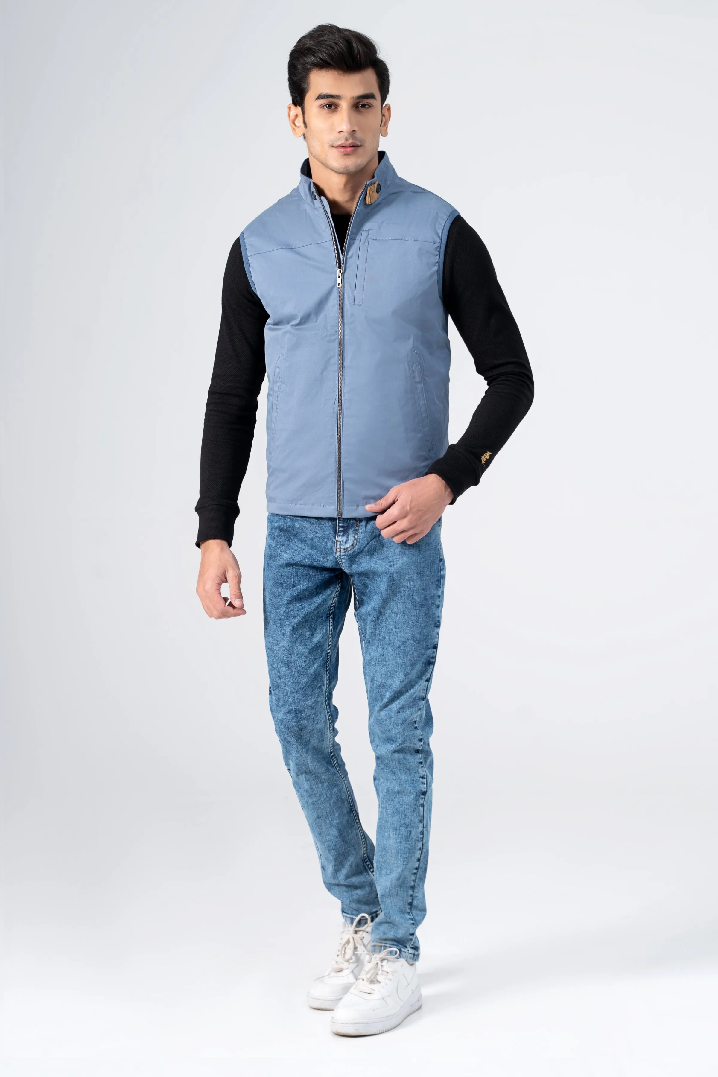 Comfortable For Stability Training Wadded Cotton Jacket Greyish Blue