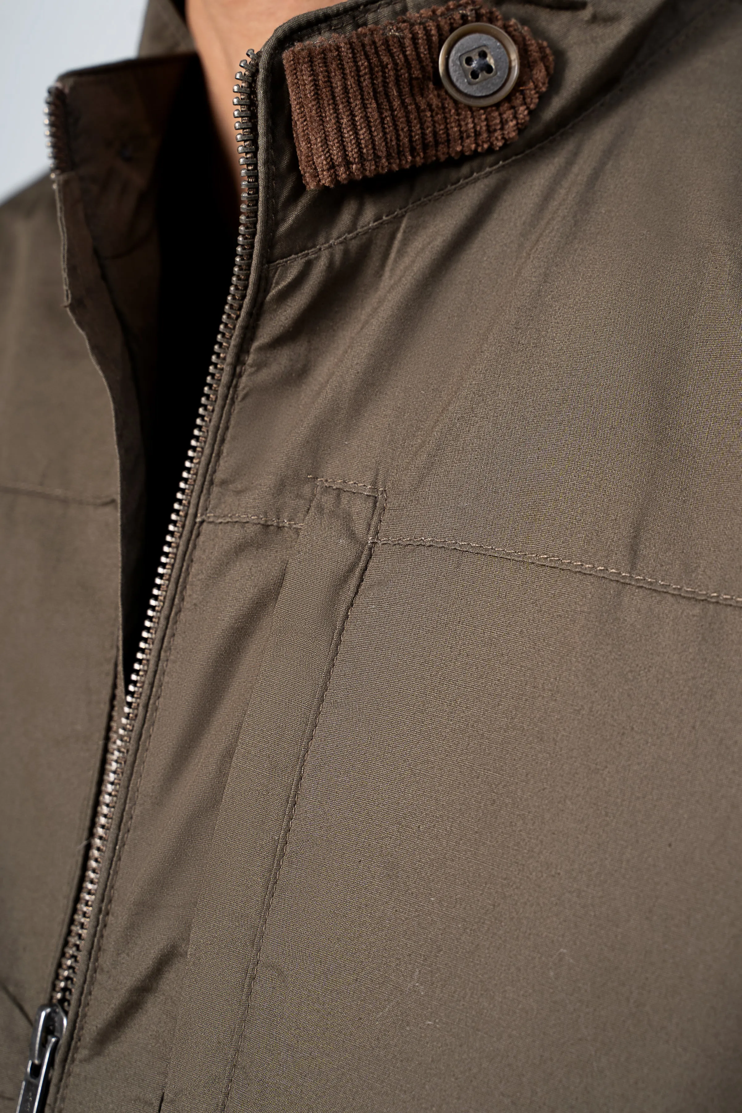 Wadded Cotton Jacket Olive Nonslip Outsole Leather Lining