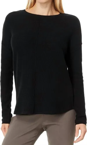 Pull à emmanchures tombées Waffle en noir