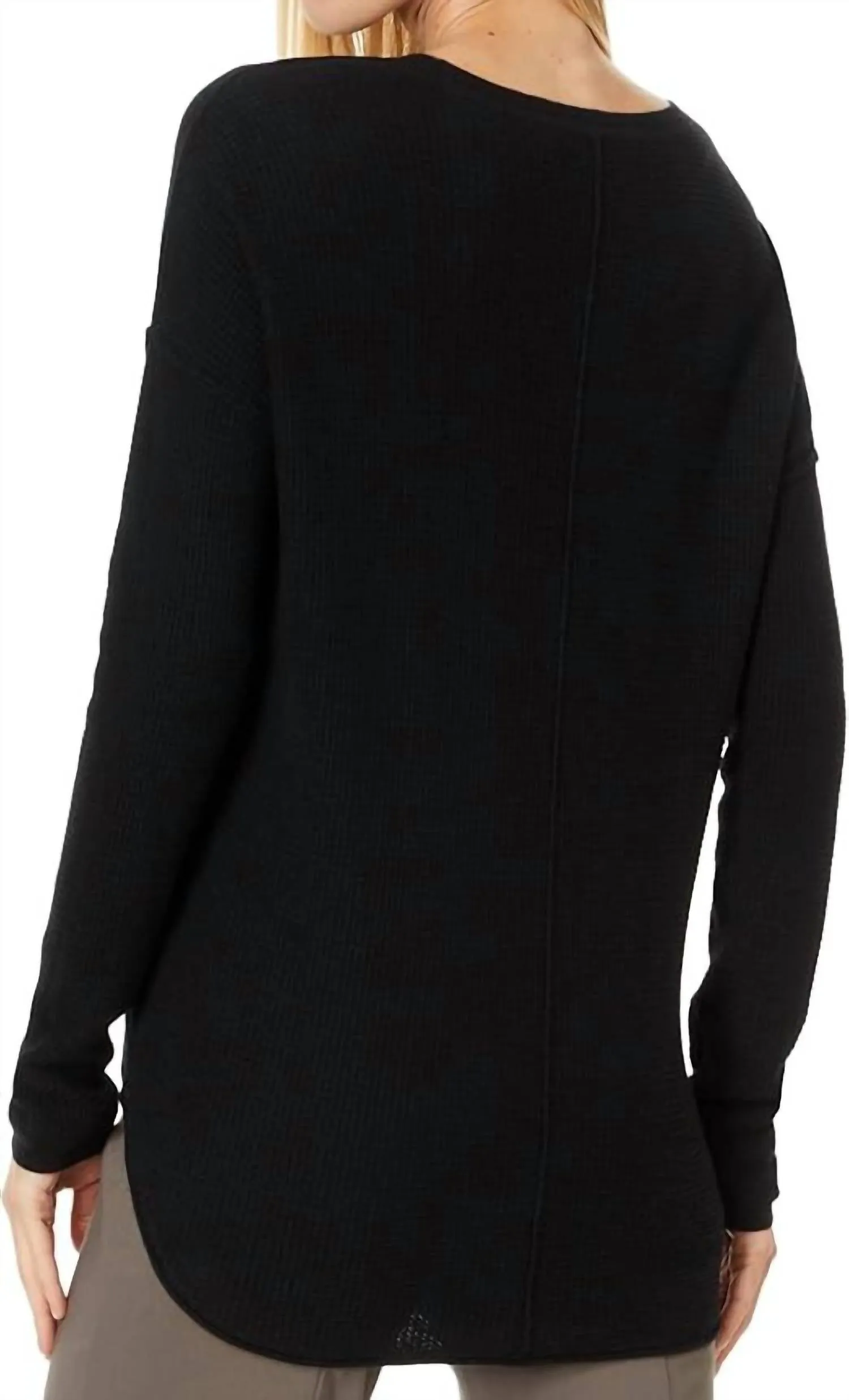 Pull à emmanchures tombées Waffle en noir