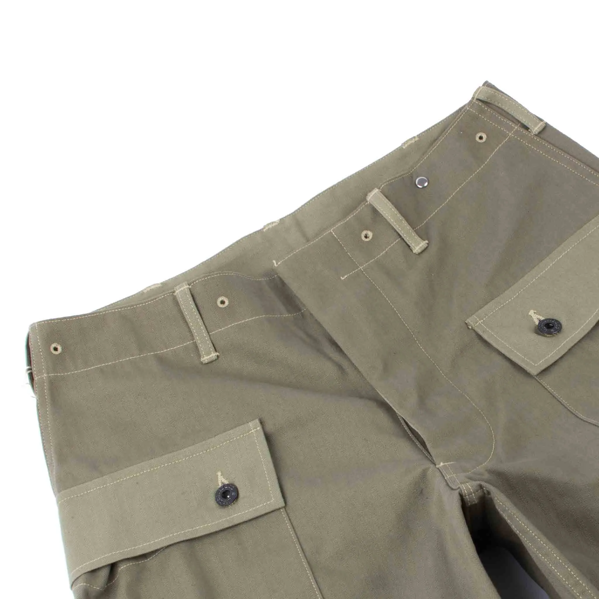 Warehouse Lot. 1097 Usmc Herringbone Monkey Pants Od Green Functional Look Ribbed-Cuffs-Fit-Fit