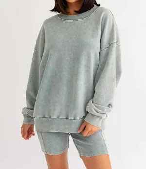 Pull-over ample lavé en sauge