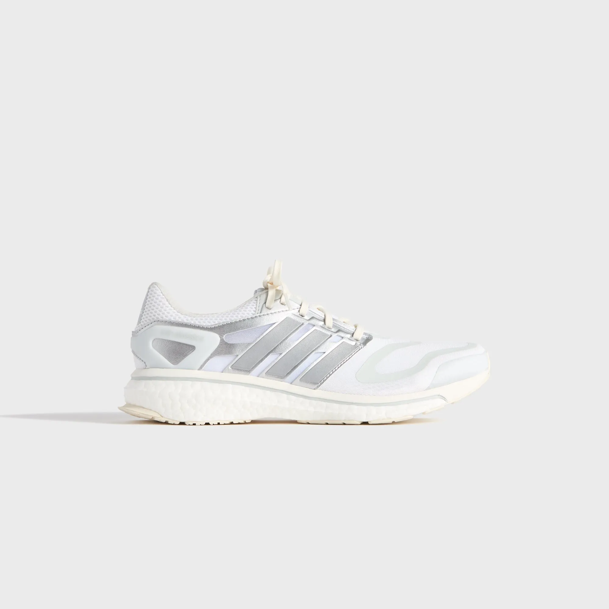Soft Material Upper Design Concept Kith For Adidas Energy Boost - White / Black / Silver Metallic