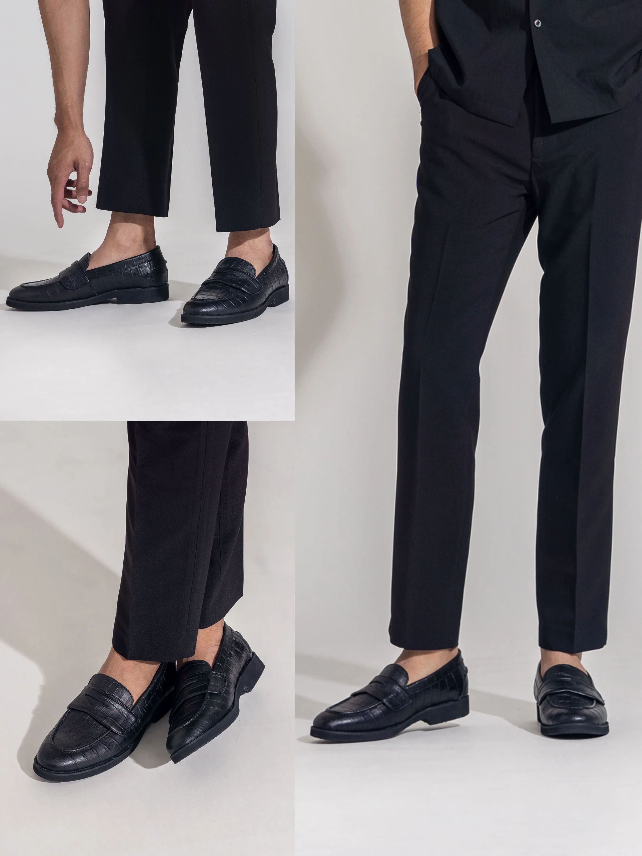 Actual Look Leisure Style Wayne Penny Loafer - Black Croco Leather (Crepe Sole)