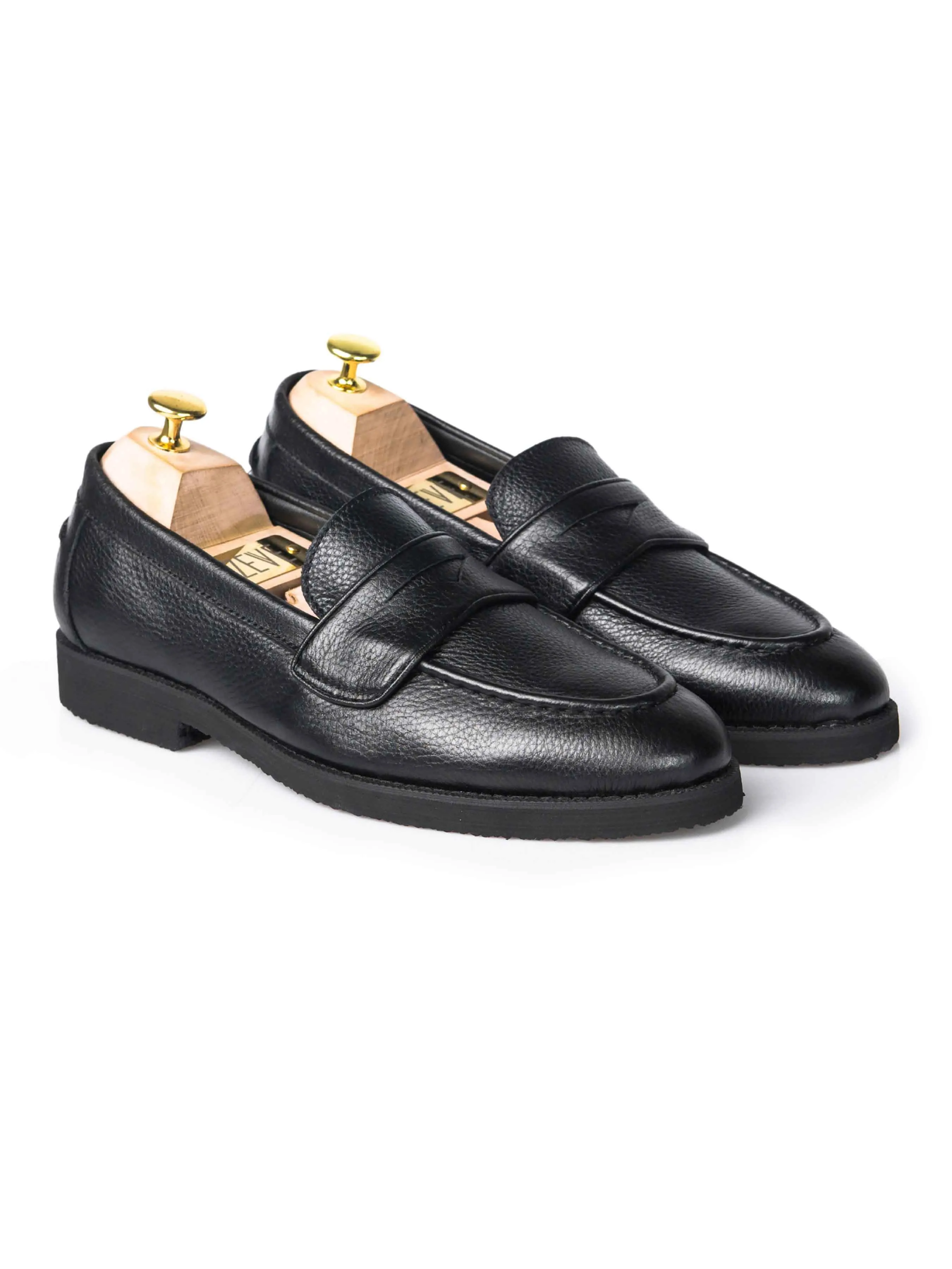 Valentine's Day Sale Be Unstoppable Wayne Penny Loafer - Black Pebble Grain Leather (Crepe Sole)