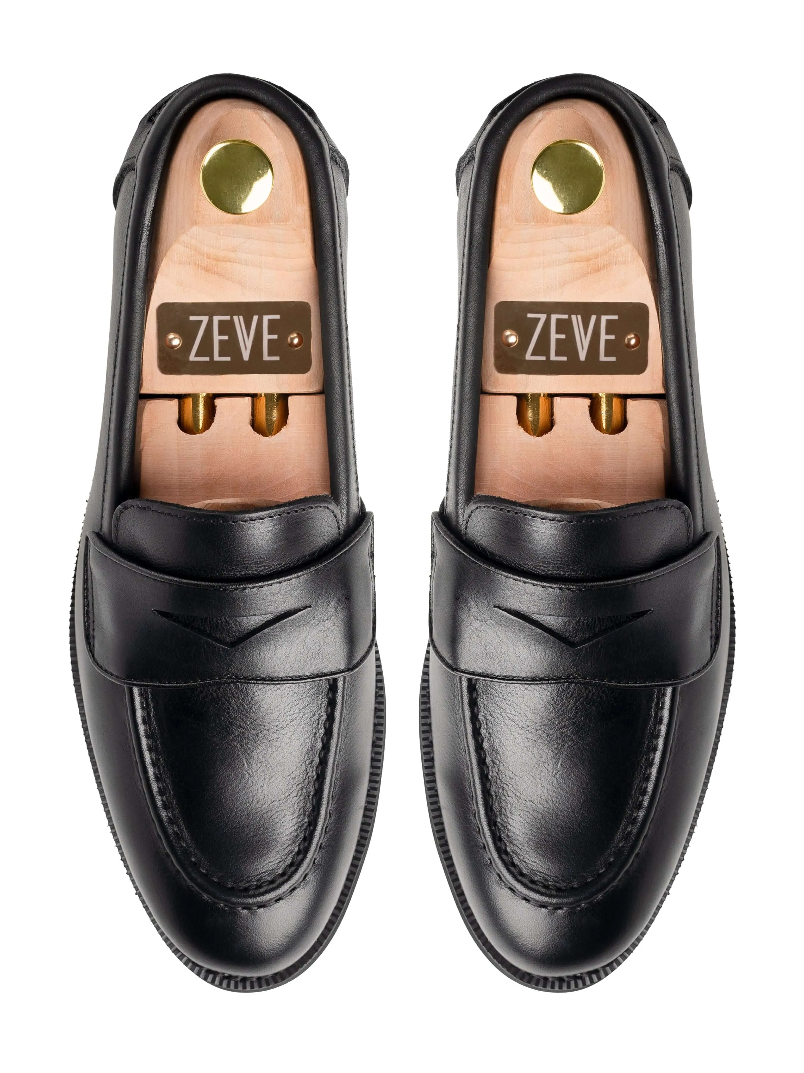 Wayne Penny Loafer - Solid Black Leather (Crepe Sole) Stride with Confidence