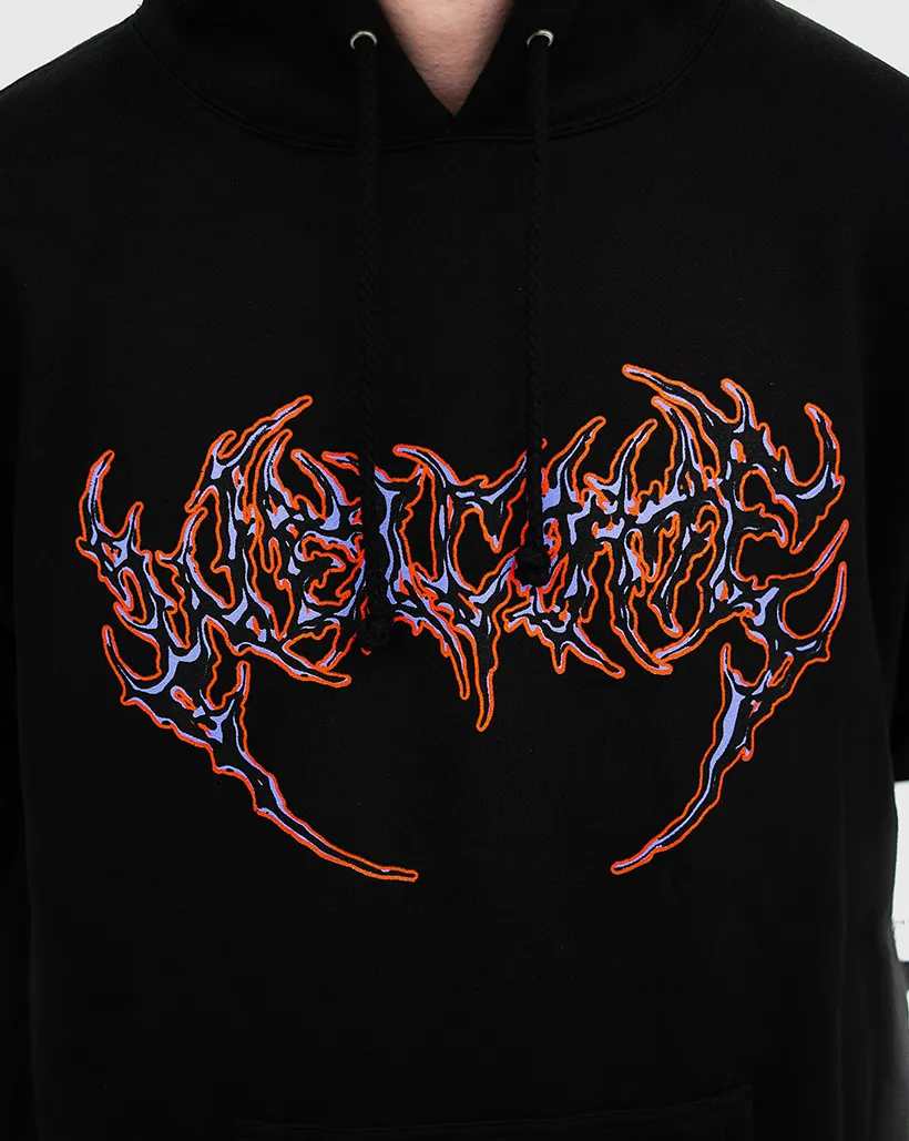 Hood With Loose Fit Materials Welcome Fang Hoodie - Black