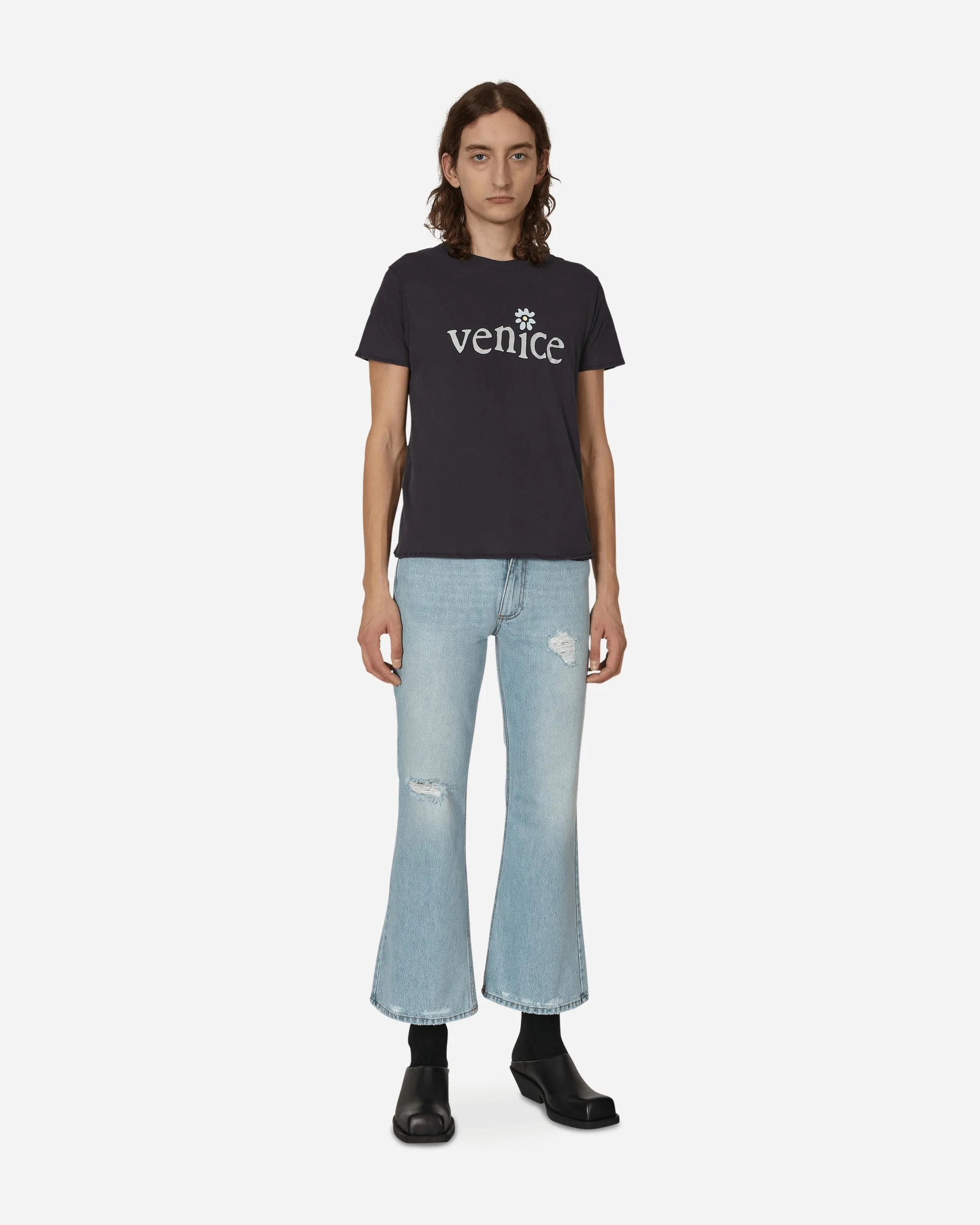 Distressed Denim Pants Blue Machine Washable Feature