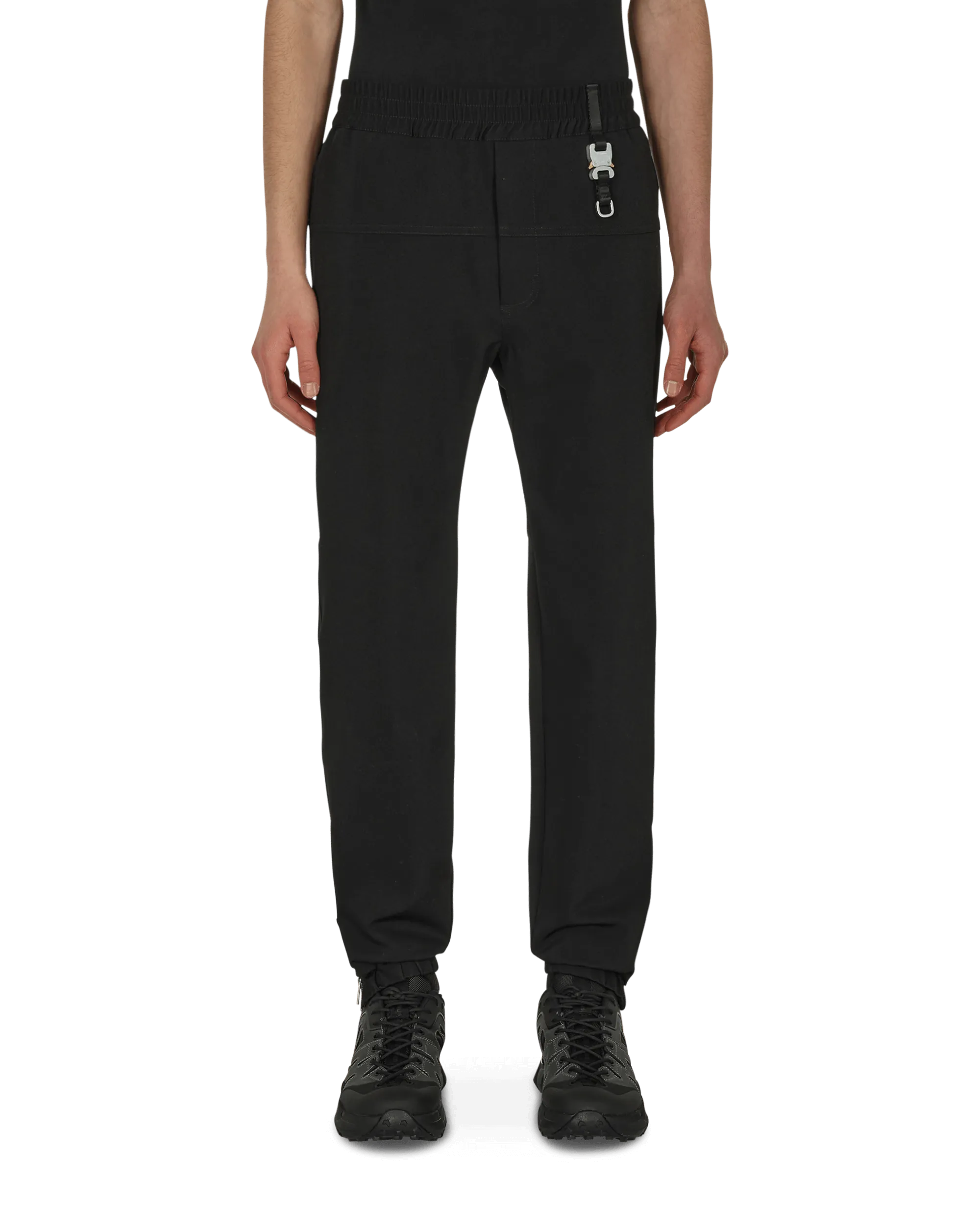 Anti-Global Warming Logo Accents Buckle Track Pants Black
