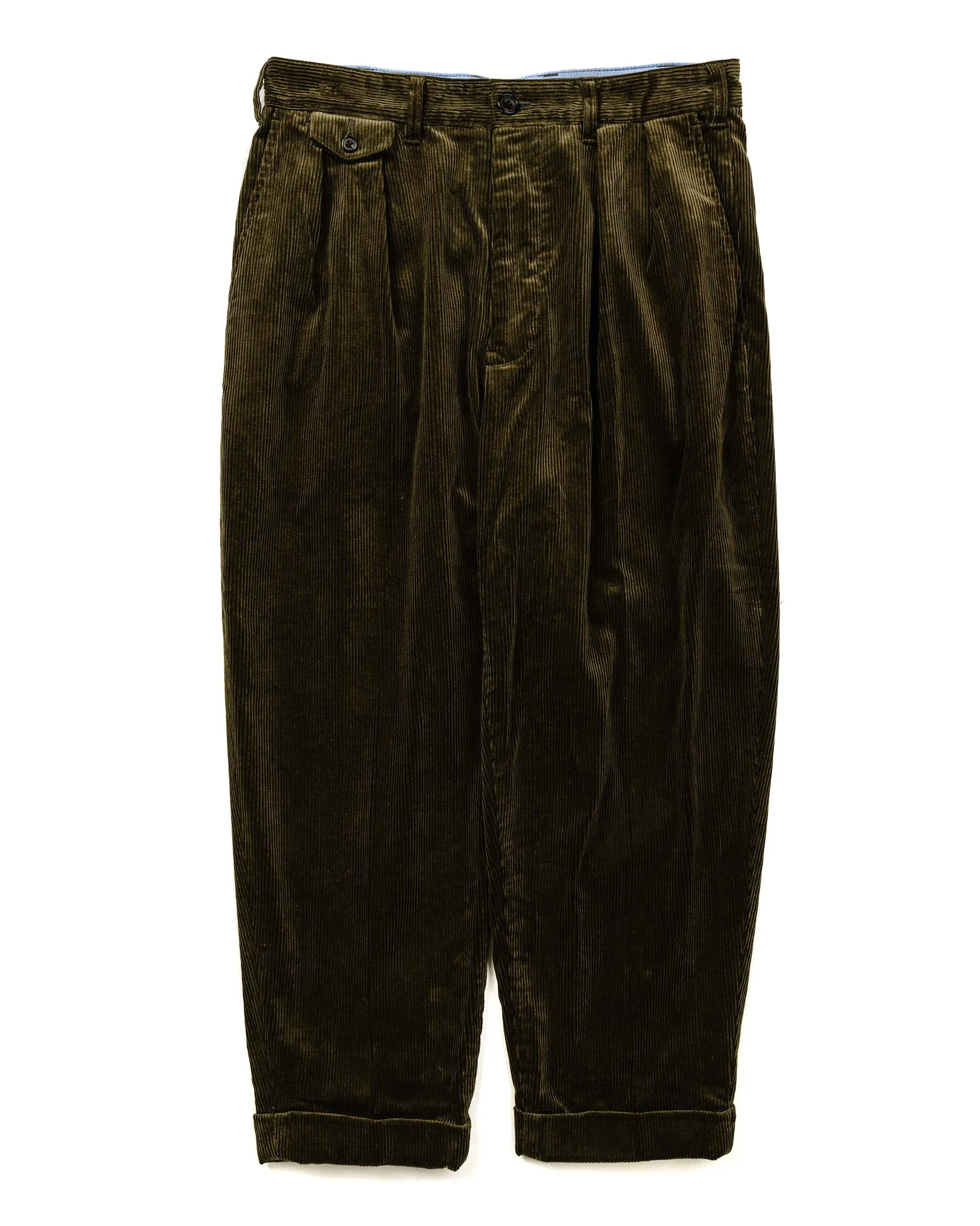 Faded Look Travel - Friendly Style Beams Plus 2Pleats Corduroy Dark Green