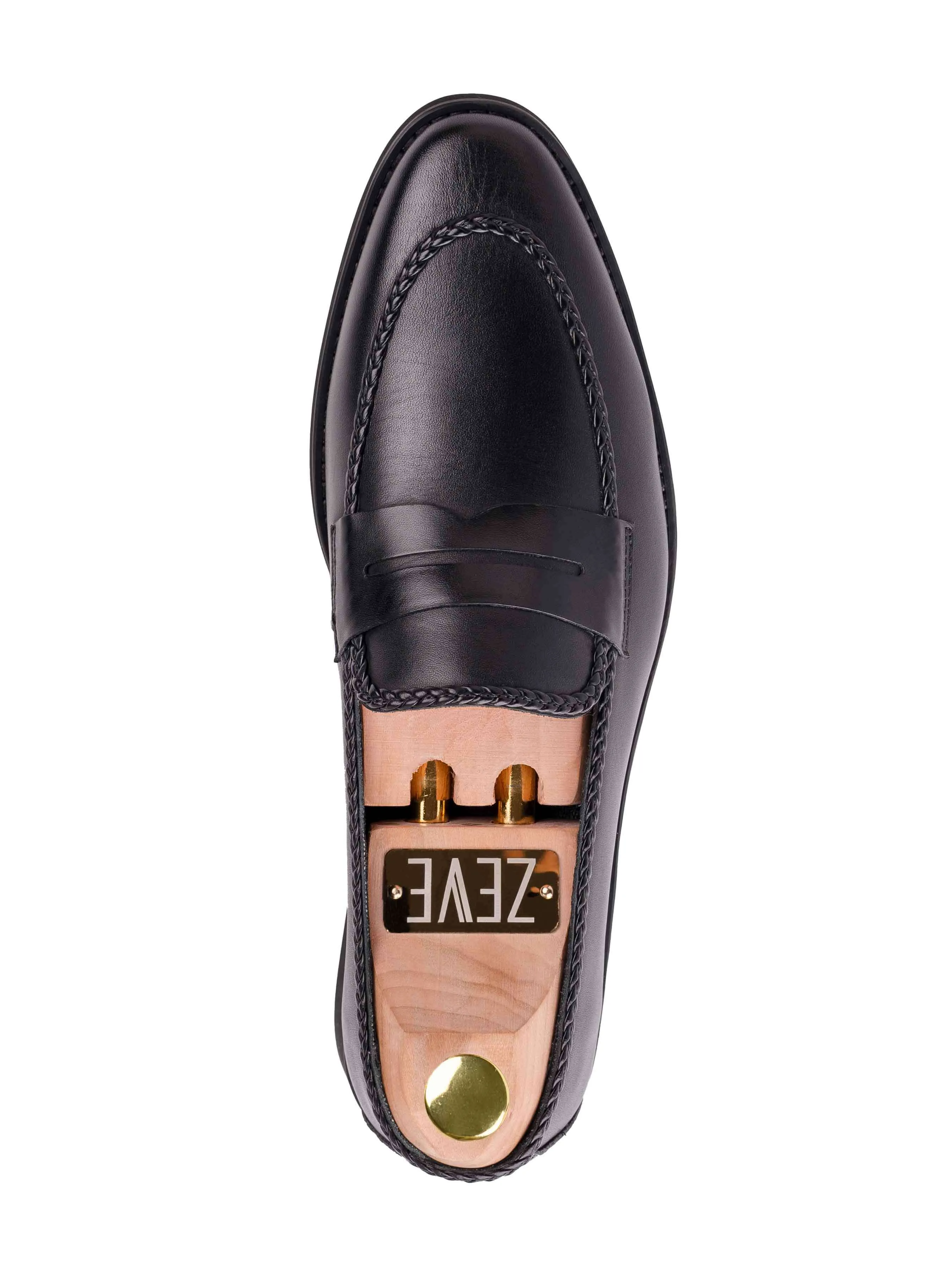 Never Just Walk Braided Penny Loafer - Solid Black (Crepe Sole)