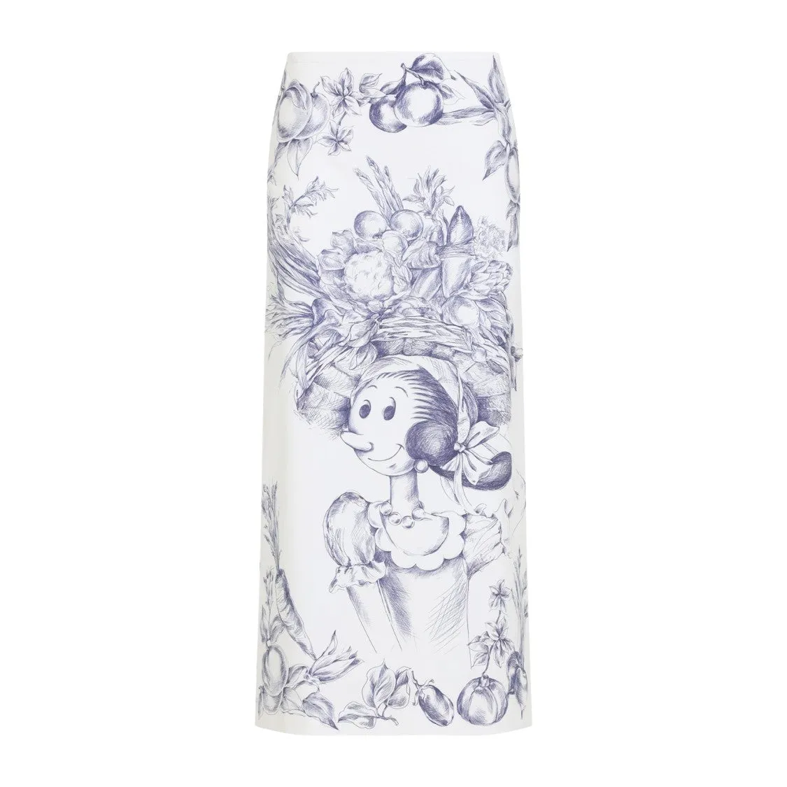 Jupe crayon en coton blanc imprimé
