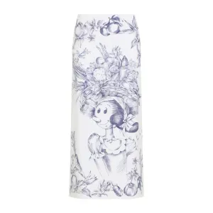 Jupe crayon en coton blanc imprimé
