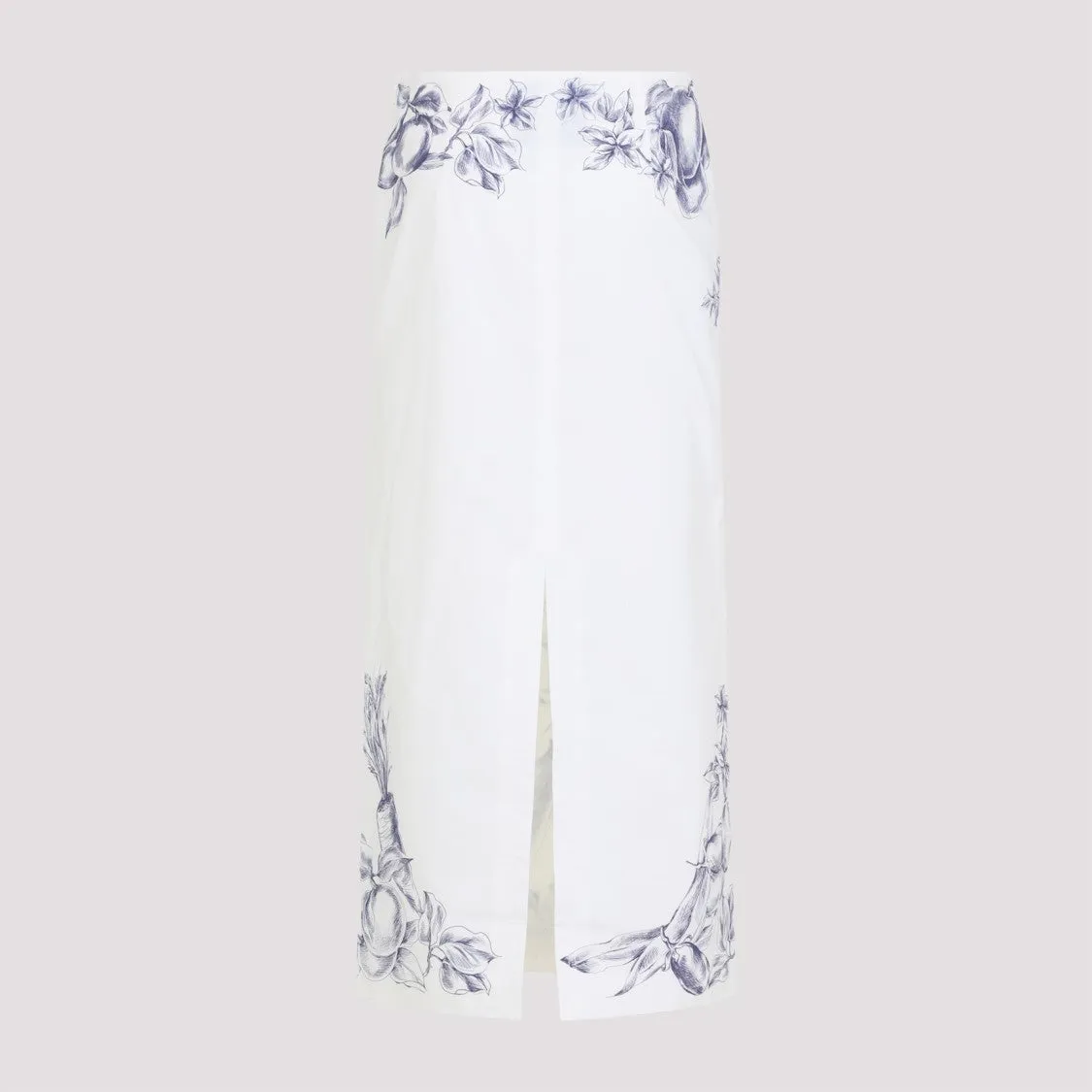 Jupe crayon en coton blanc imprimé