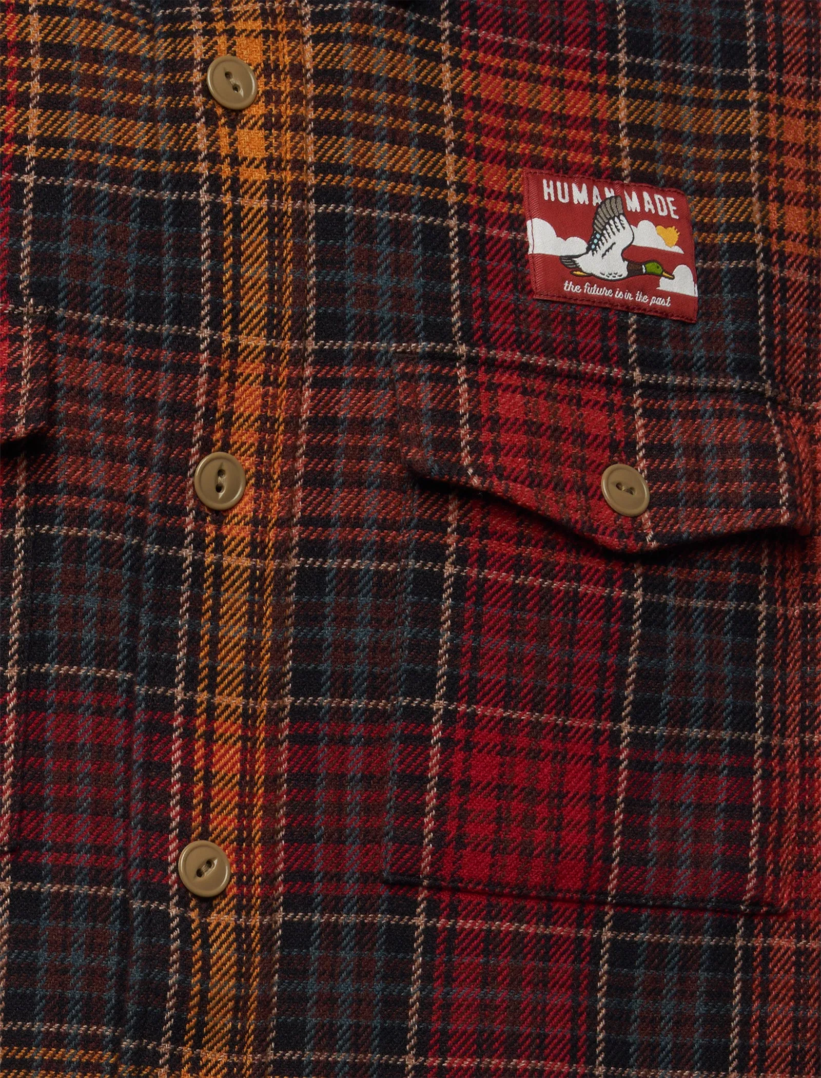 Check Shirt Front-Pocket High-Neck Style