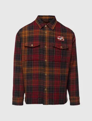 Comfortable Belly Diagonal Cutline Check Shirt