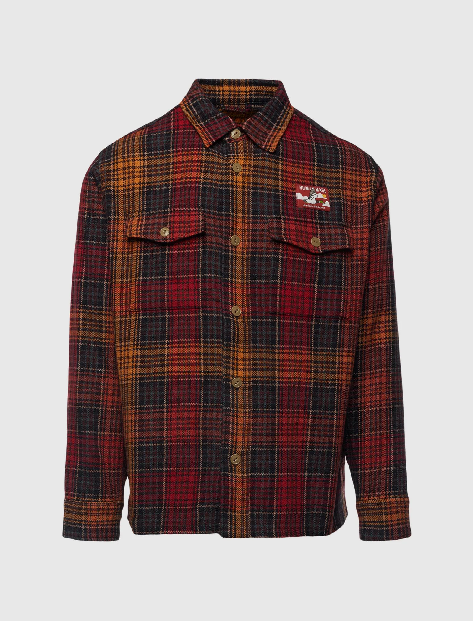 Comfortable Belly Diagonal Cutline Check Shirt