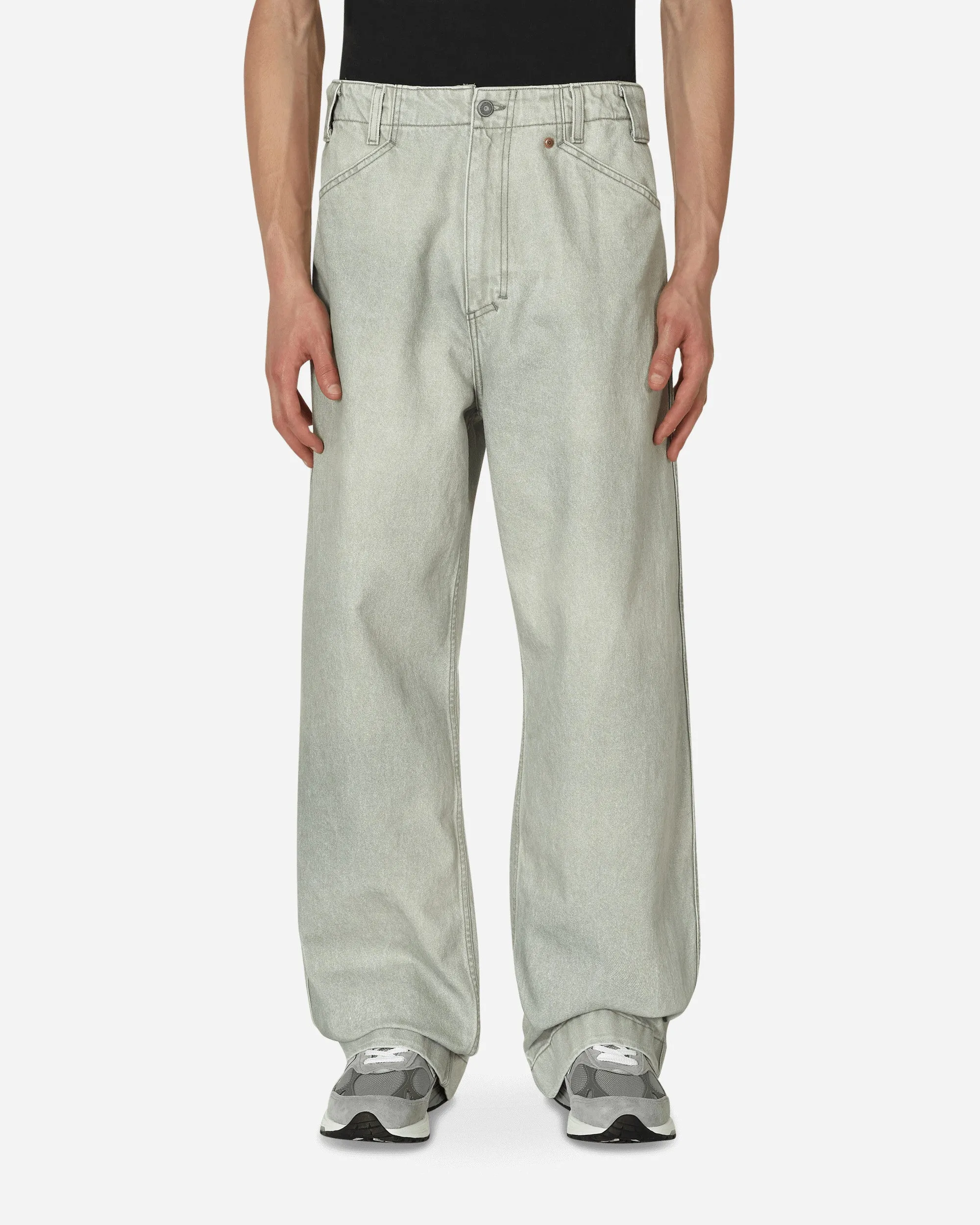 Wide Leg Denim Pants Green Durable Sole Anti - Strong