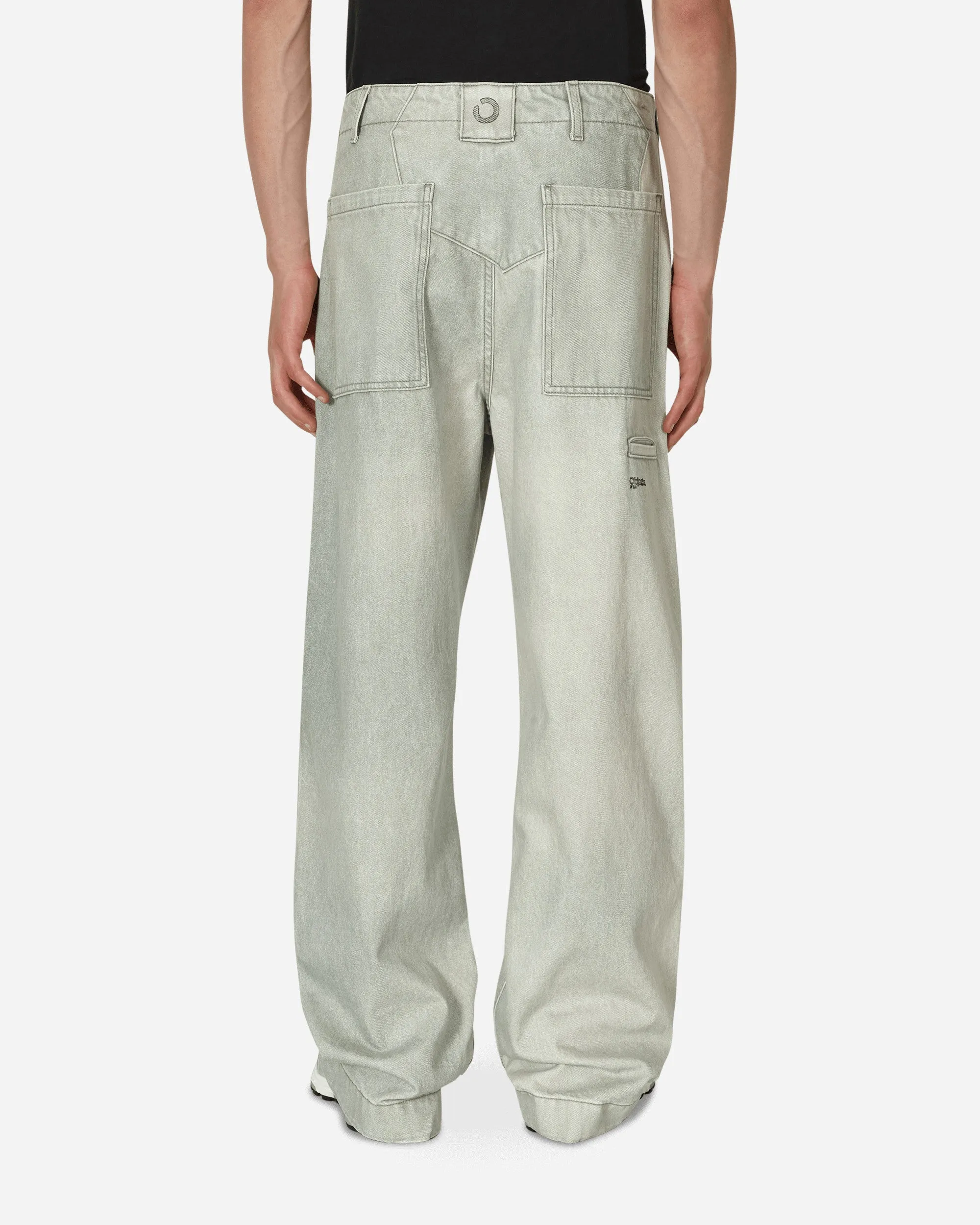 Visible Enhancement Wide Leg Denim Pants Green