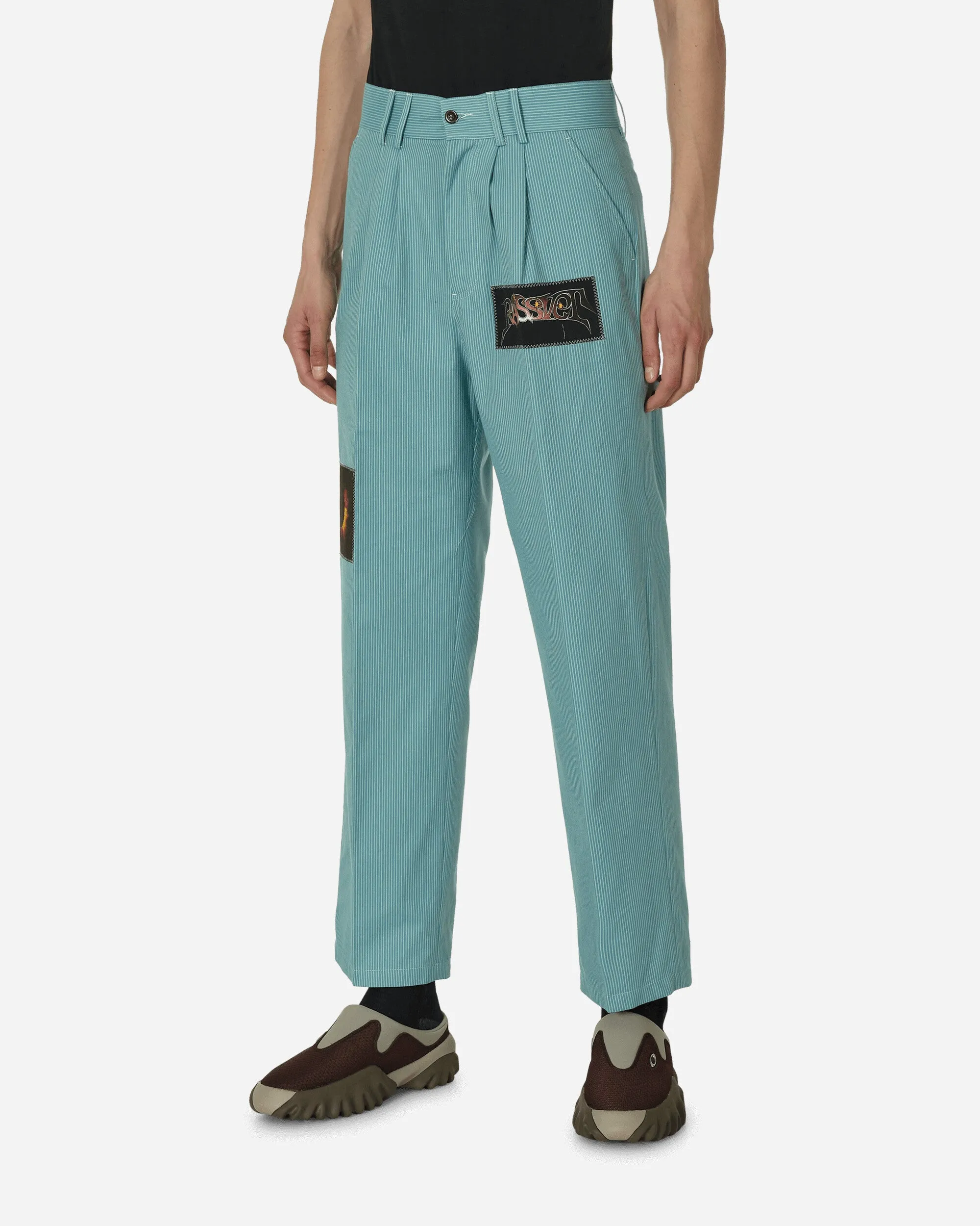 Comfortable Elastic Elastic Elastic Waistline Durable Edge Stitching Space Trousers Teal