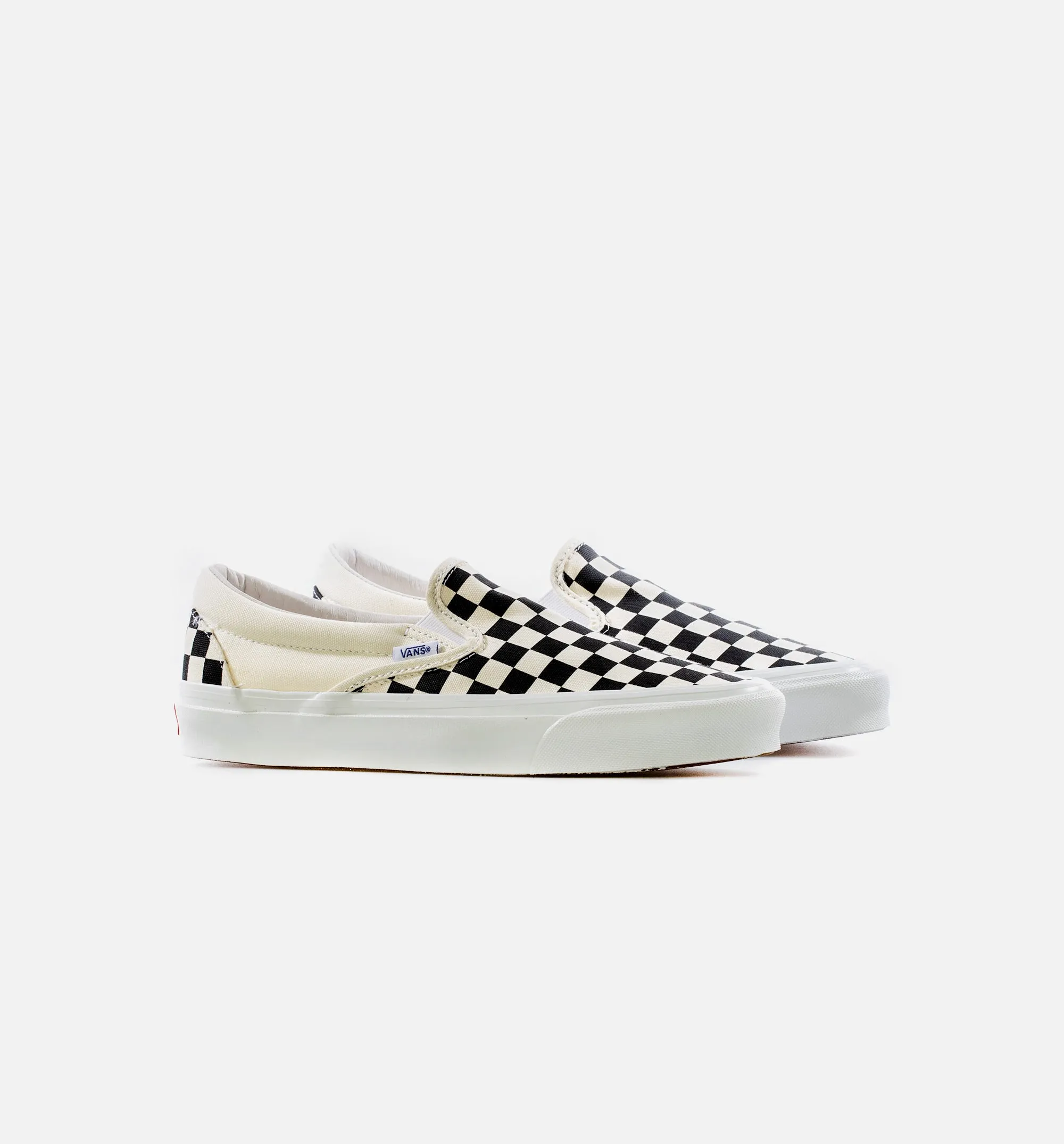 Breathable Mesh Areas Og Classic Slip On Lx Checkered Mens Skate Shoe - Black/Cream