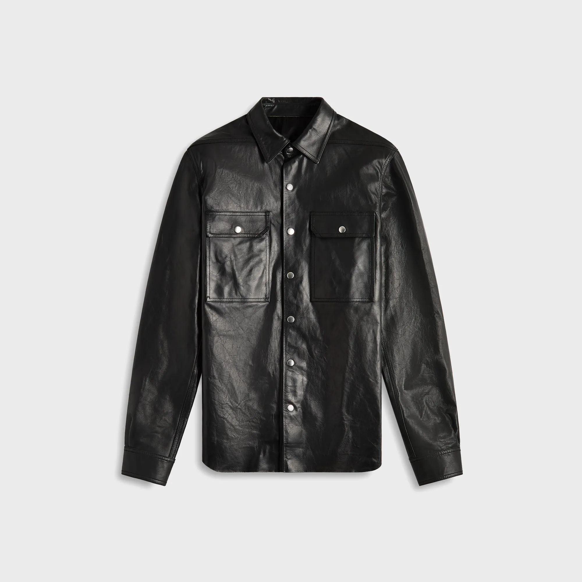 Rick Owens Giacca In Pelle Outershirt - Black Grade Thread Storage