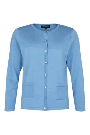 Cardigan classique pour femme à boutonnage devant en bleu