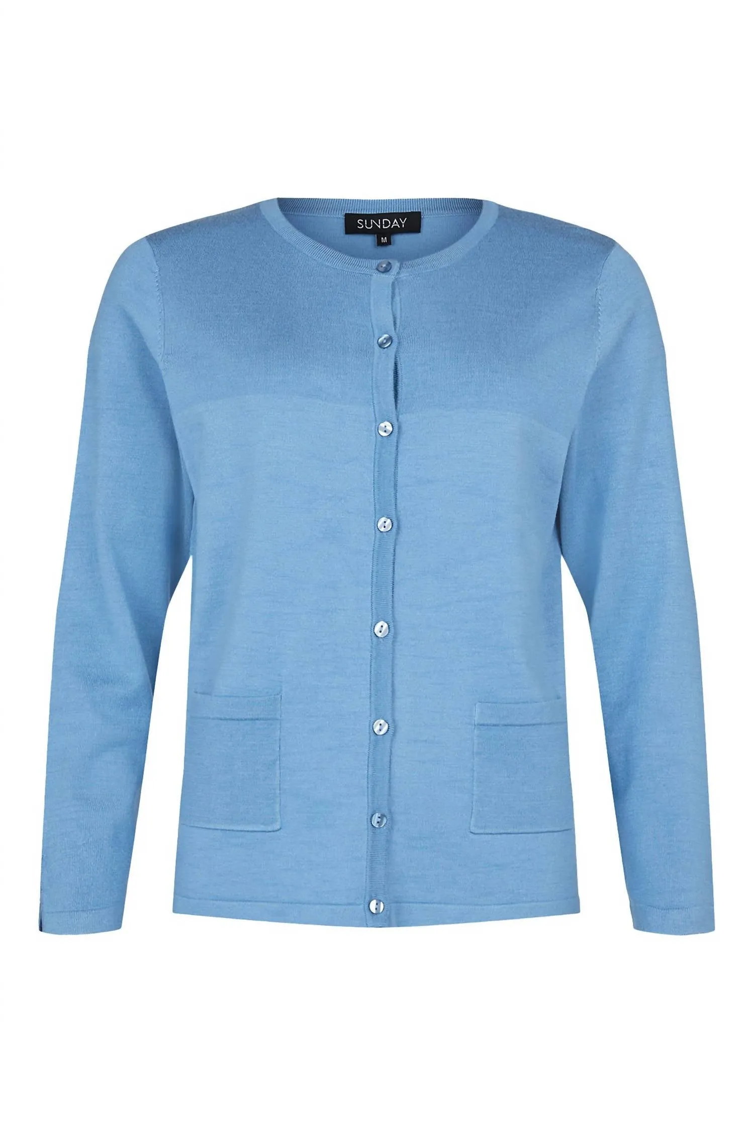 Cardigan classique pour femme à boutonnage devant en bleu
