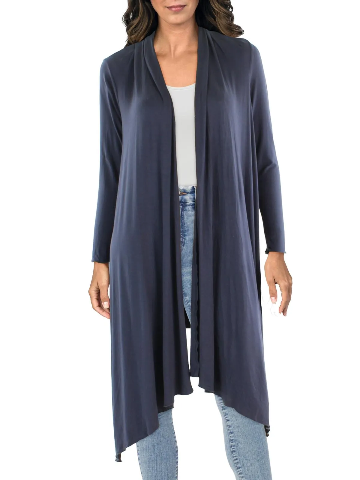 Cardigan pour femmes à ourlet asymétrique et devant ouvert