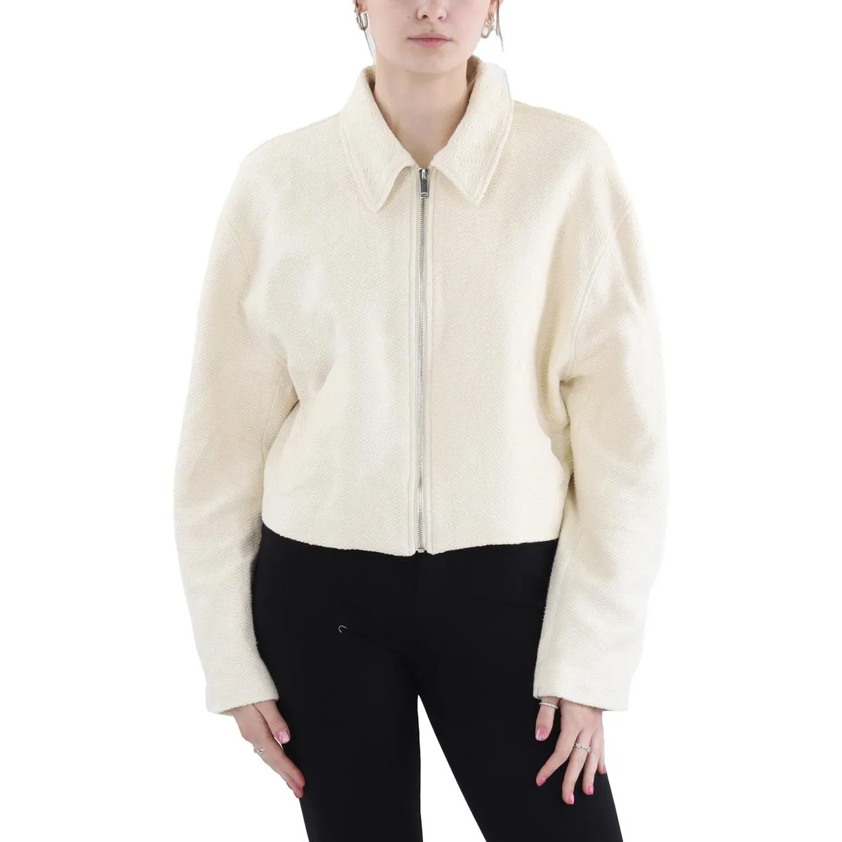 Pull en coton à col pour femmes avec fermeture éclair complète