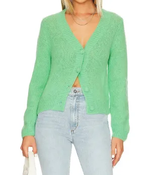 Pull cardigan fin Jamie pour femme en vert sauterelle