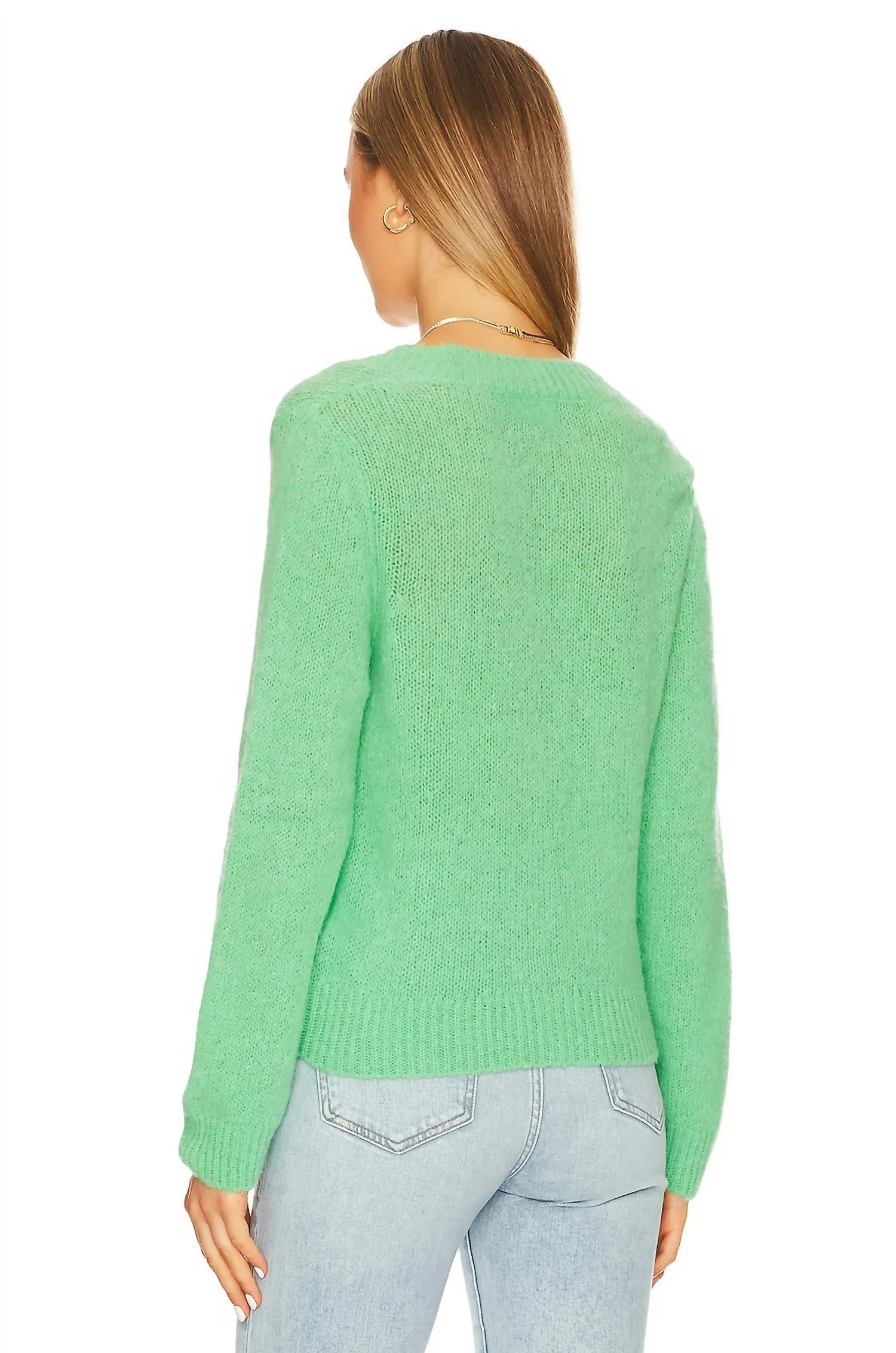 Pull cardigan fin Jamie pour femme en vert sauterelle