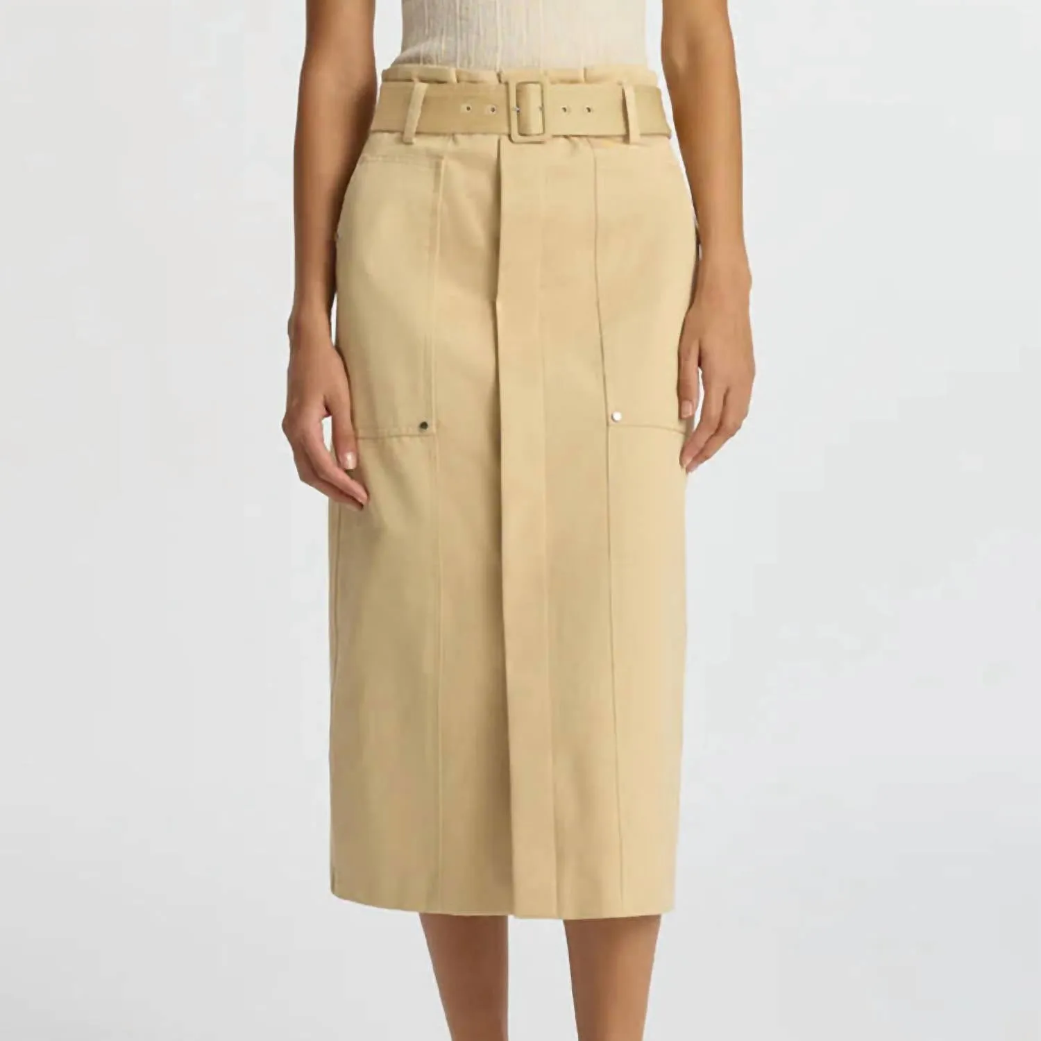 Jupe ceinturée Maia pour femme en couleur latte