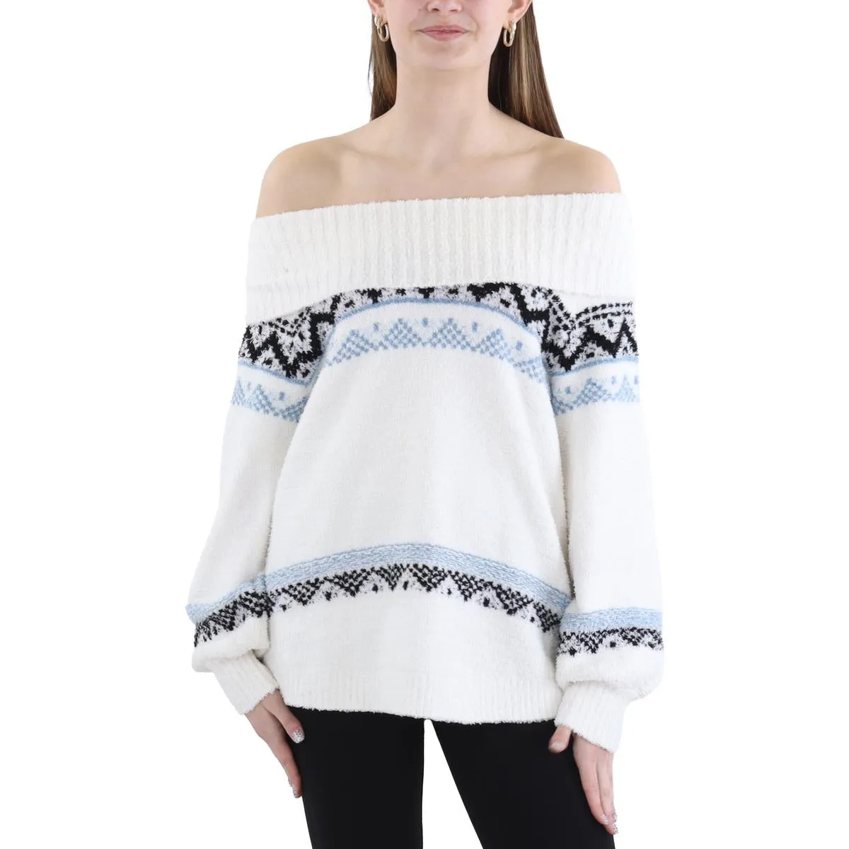 Pull col montant imprimé pour femme