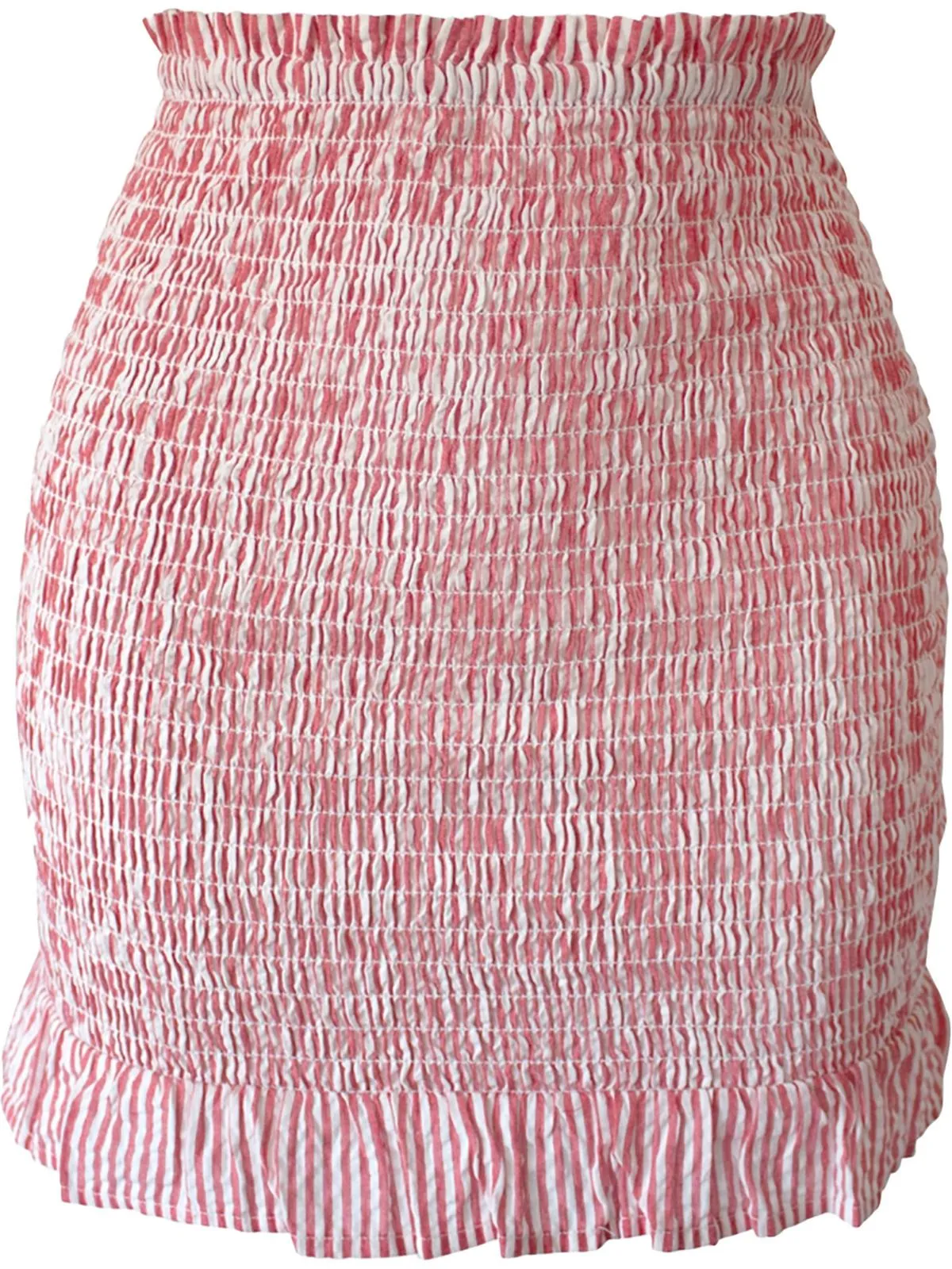 Jupe mini en seersucker froncée pour femme