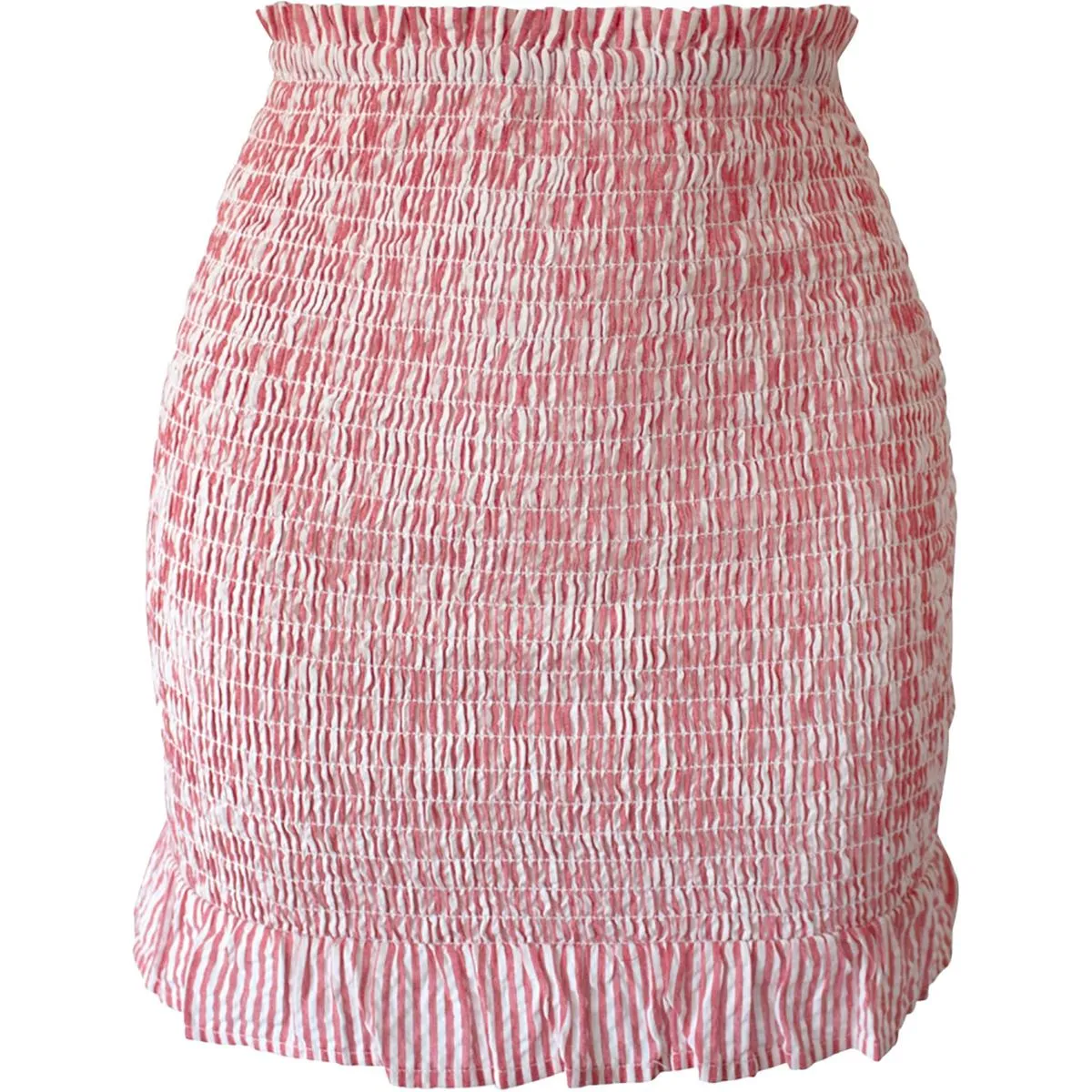 Jupe mini en seersucker froncée pour femme