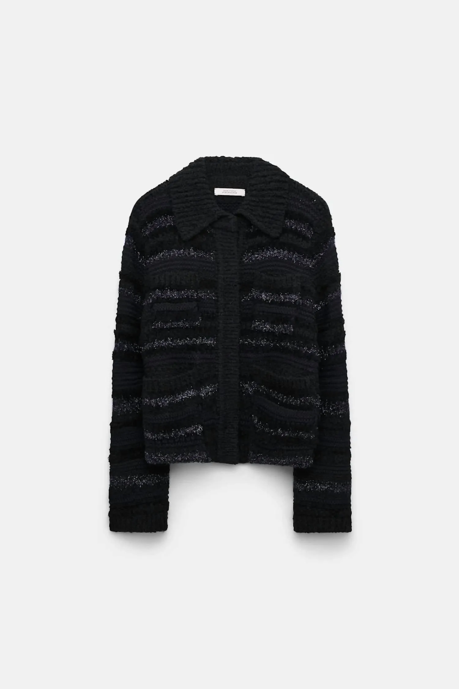 Cardigan à rayures scintillantes pour femmes en noir