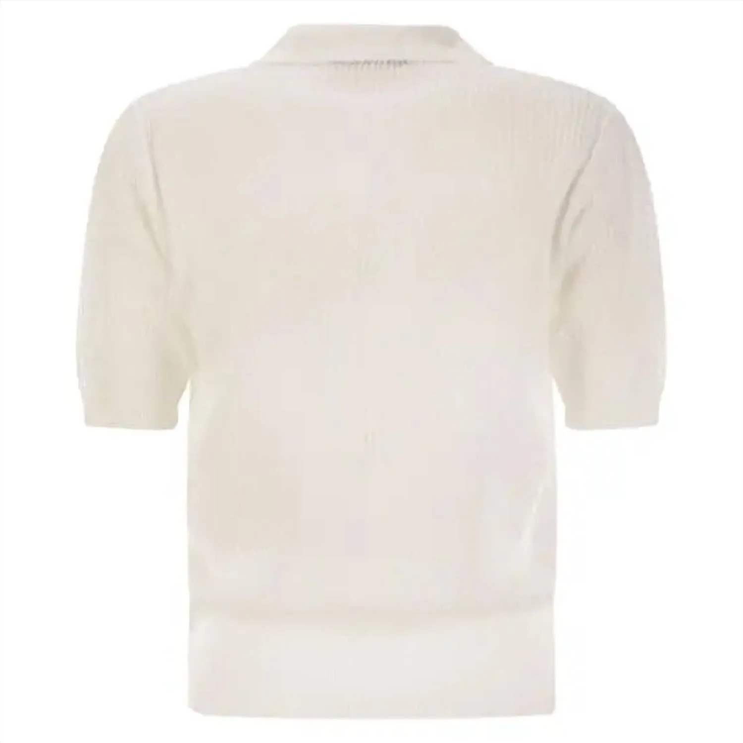 Polo Femme à Manches Courtes en Maille Ouverte Bianco Ottico