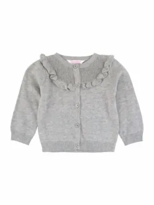 Cardigan Femme à Motifs Dentelle en Tricot Gris Chiné
