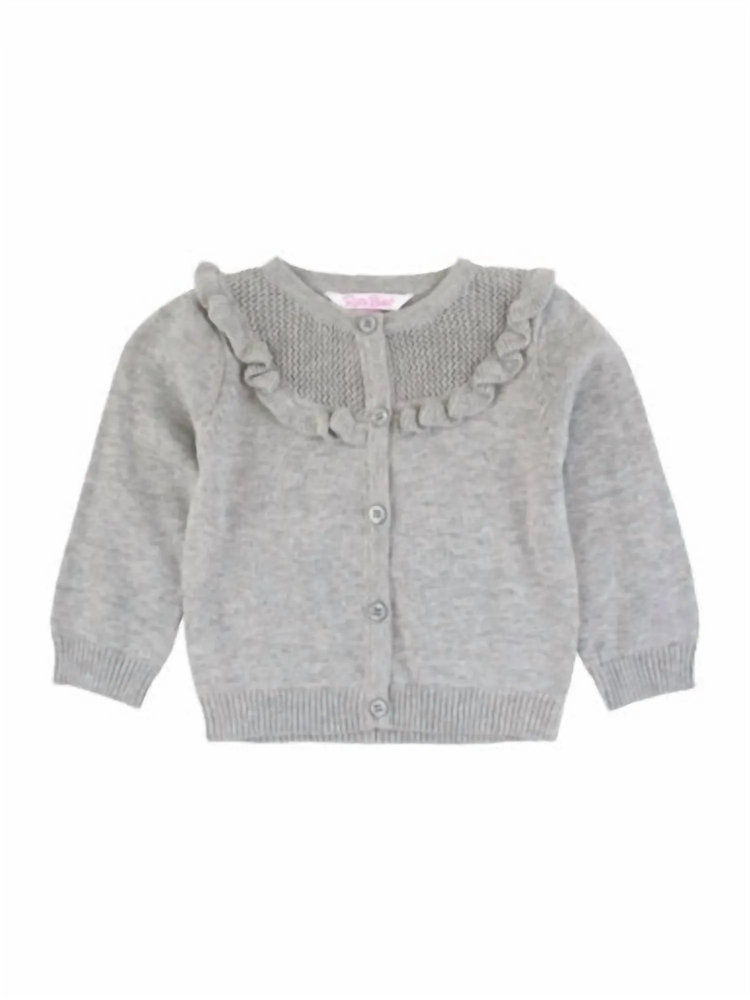 Cardigan Femme à Motifs Dentelle en Tricot Gris Chiné