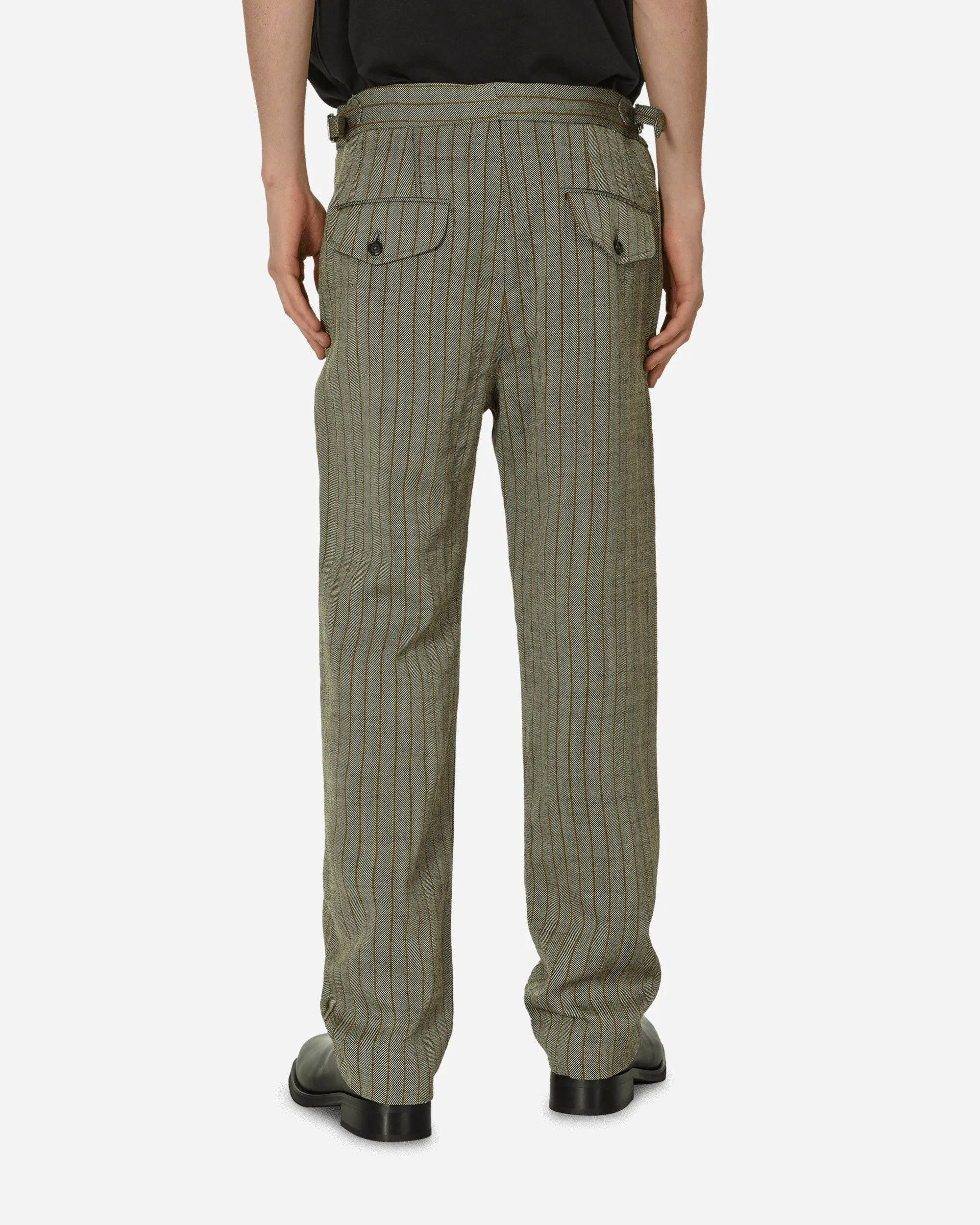 Thick Silk Eye-Catching Woodstock Stripe Trousers Multicolor