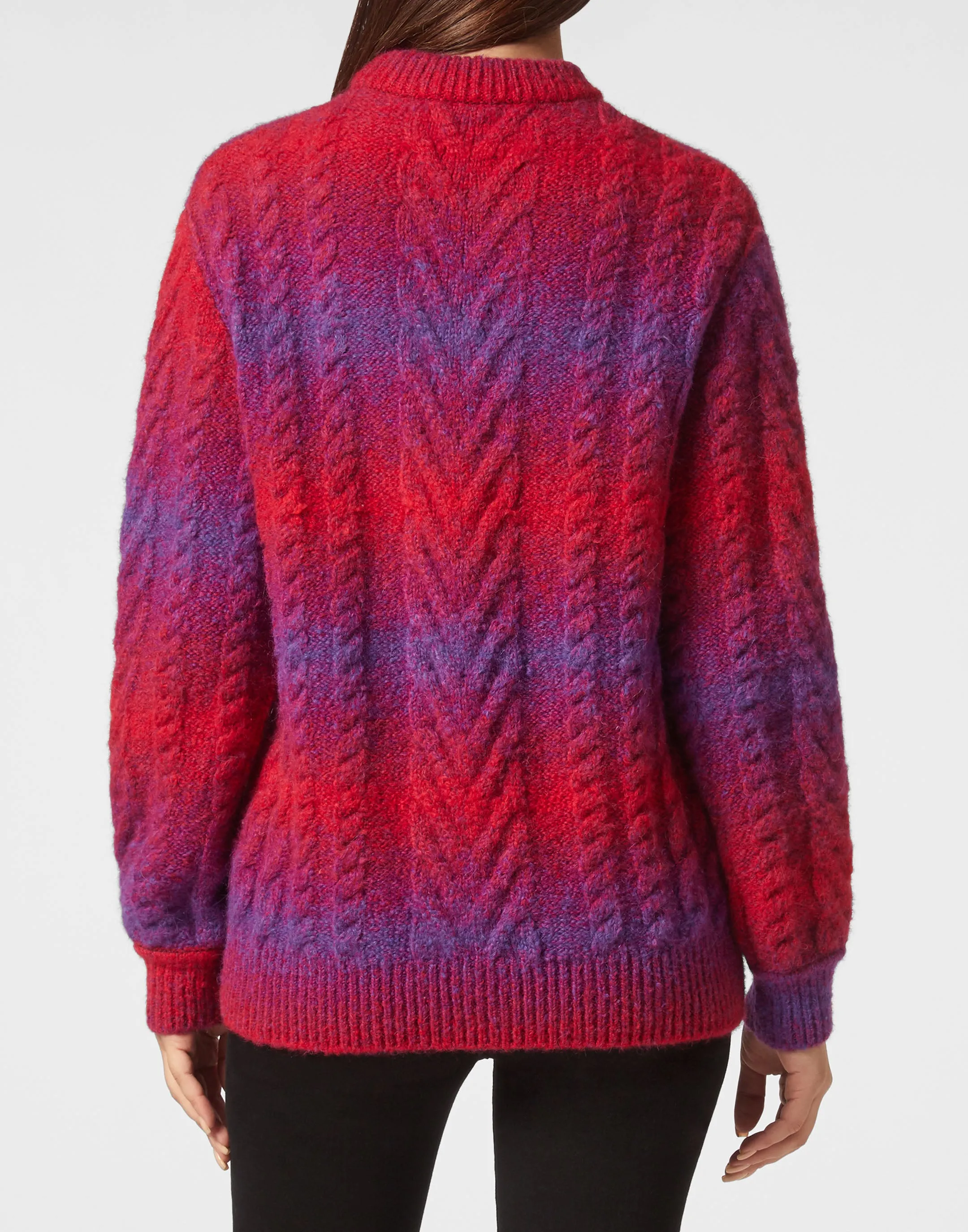 Pull en laine tricotée à col rond manches longues motif crâne et os