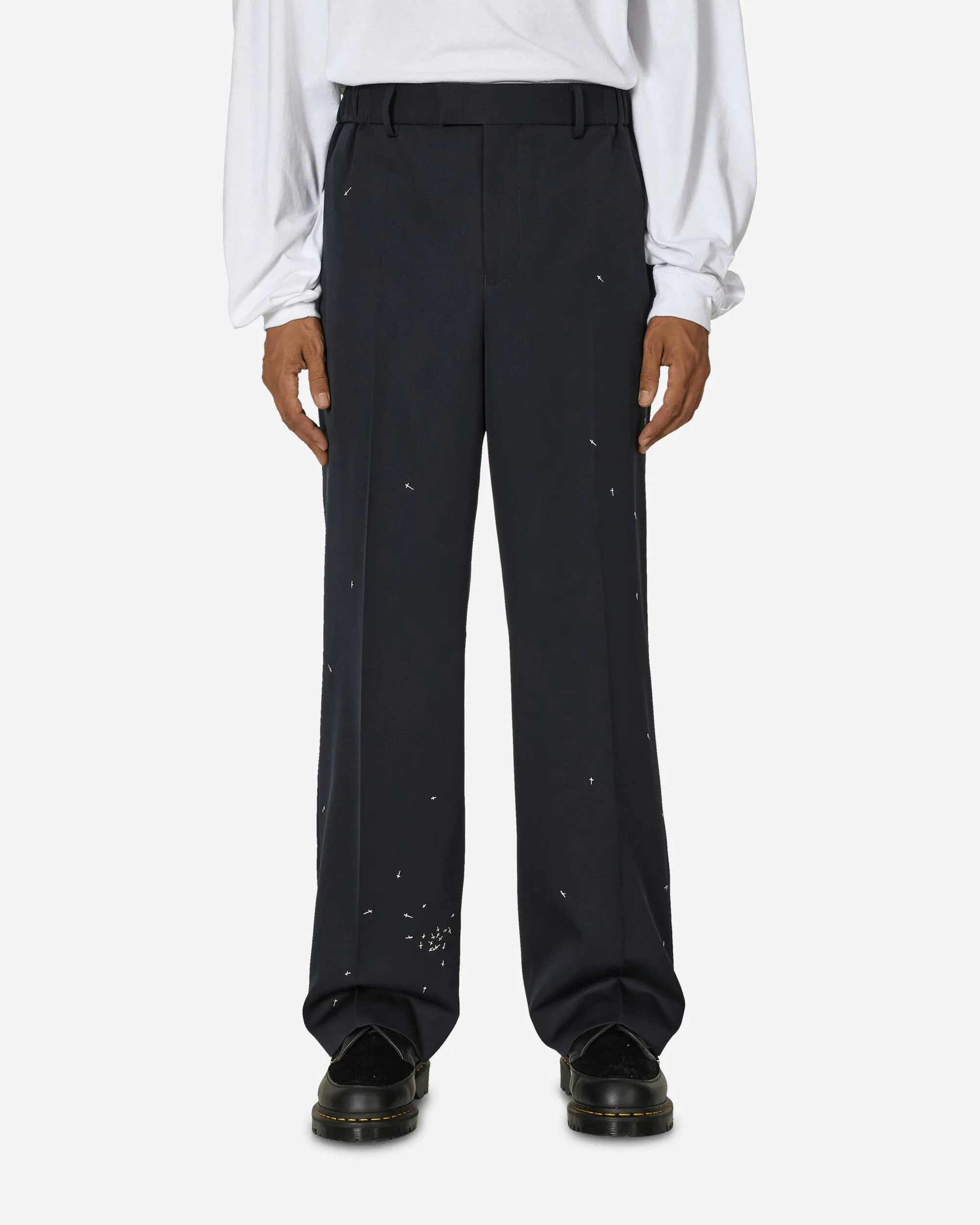 Comfortable Fishinging Massage Ball Pleated Pants Dark Navy